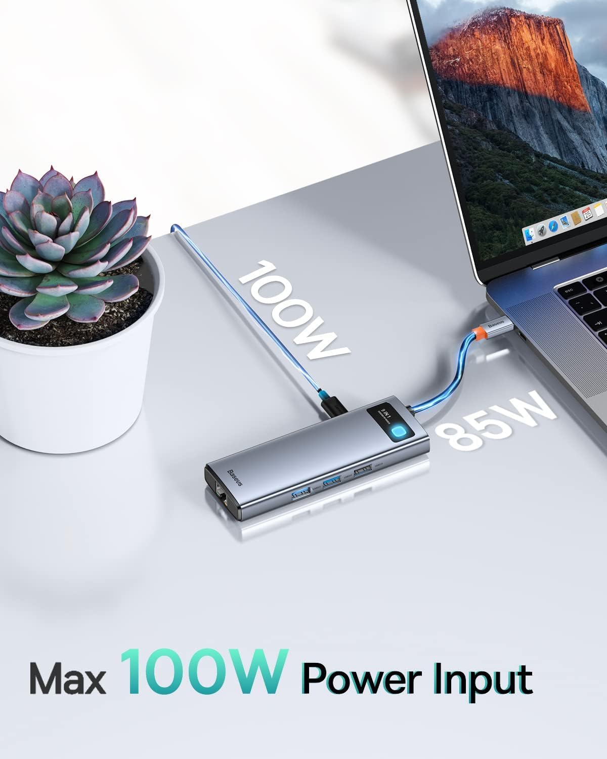 Baseus Laptop Docking Station Dual Monitor 4K@120Hz, 9 In 1 Usb C Hub With 2 Hdmi, 1000Mbps Lan, Max 85W Pd, 3 Usb, Sd Card Reader, Usb C Dock Compatible With Iphone 15/Mac/Dell/Hp/Surface/Steam Deck