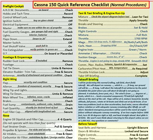 Fts Cessna 150 Extended Quick Reference Checklist (Qrc)