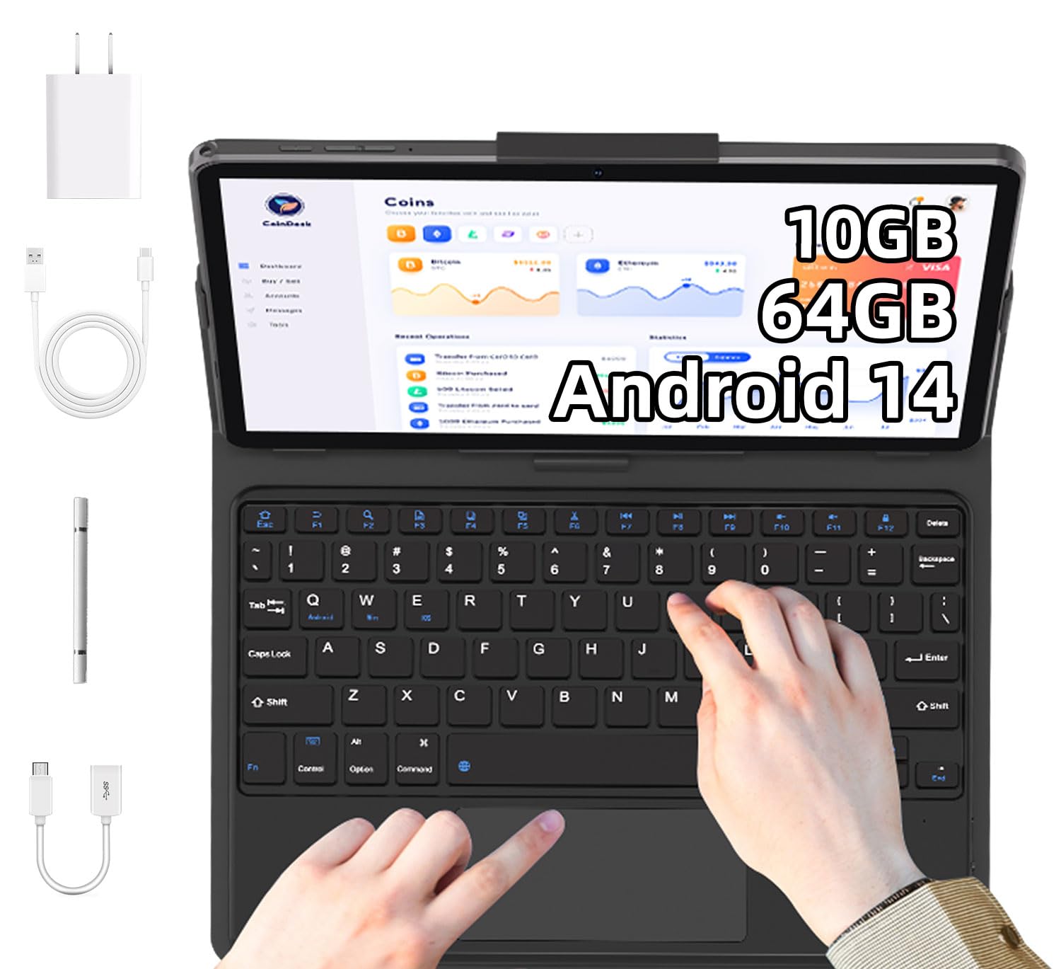 Ehfidc Android 14 Tablet, 64Gb+10(4+6 Expand) Gb 512Gb Expandable, Octa Core Tablet With Wifi, 8000Mah Battery, 10.1 Inch Tablet