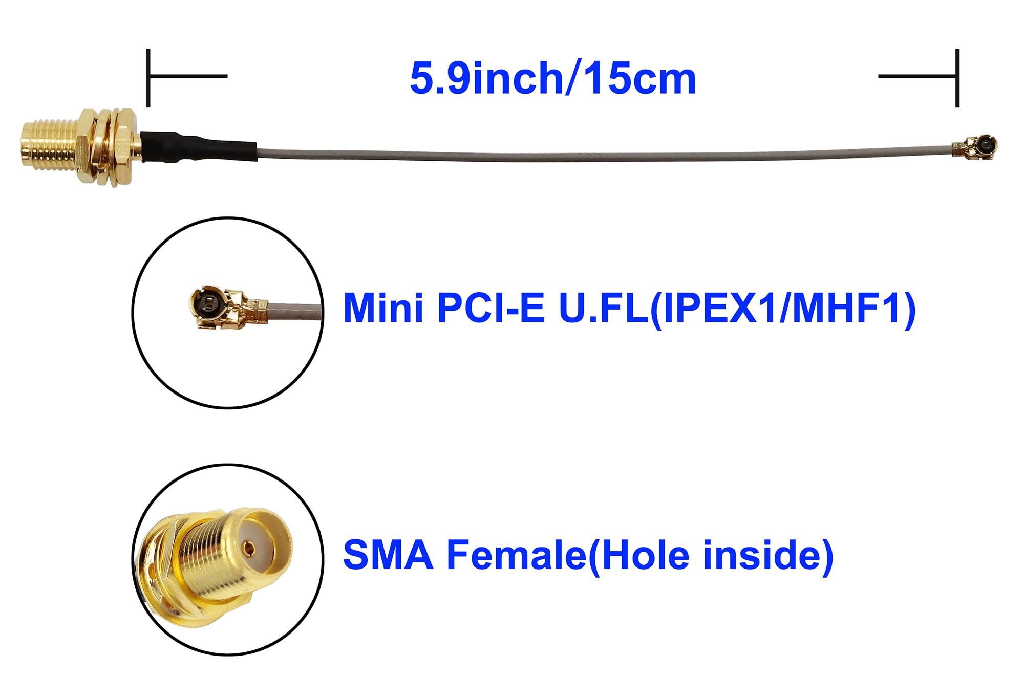915Mhz Lora Antenna Indoor 3Dbi Gain Omni Sma Male + Ipex Cable 2 Pcs