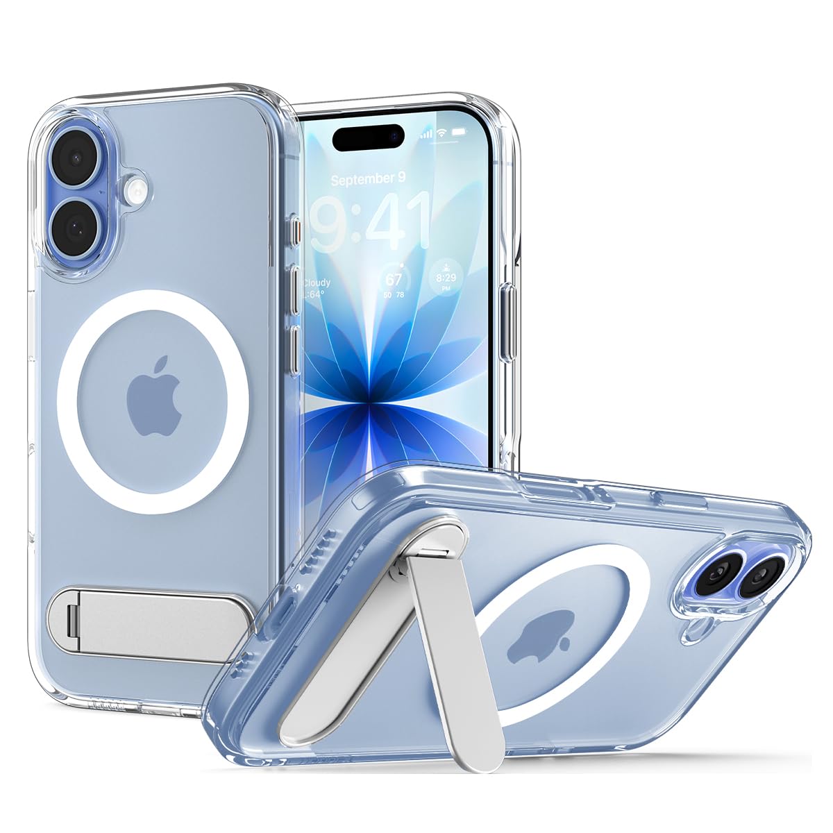 Spigen for iPhone 17 Case, Ultra Hybrid S MagFit [TPU Covered Camera Control] [Kickstand] [Compatible with MagSafe] - Clear Whit