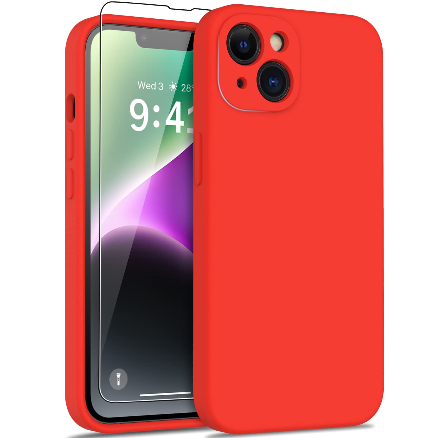 DEENAKIN Compatible with iPhone 14 Plus Case with Screen Protector,Enhanced Camera Cover,16ft Drop Tested Soft Silicone Gel Rubb
