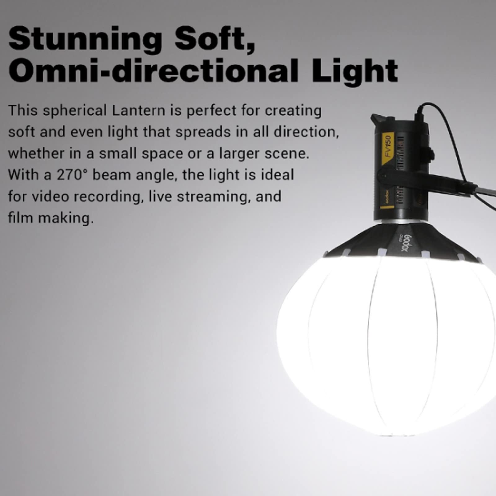 Godox Cs 50D Lantern Softbox 50Cm/20Inch Omni Directional Light Modifier Bowens Mount For Godox Sl60W Sl150 Ii, Ul150, Vl150 Lig