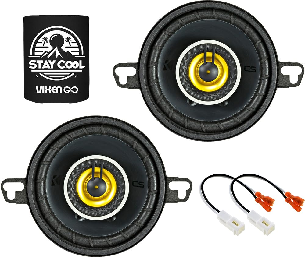 KICKER Speakers 3.5 inch for Jeep Gladiator 2020-2026 Upgrade Kit - Pair of CS Series with Harness, Coaxial Car Audio Front Dash