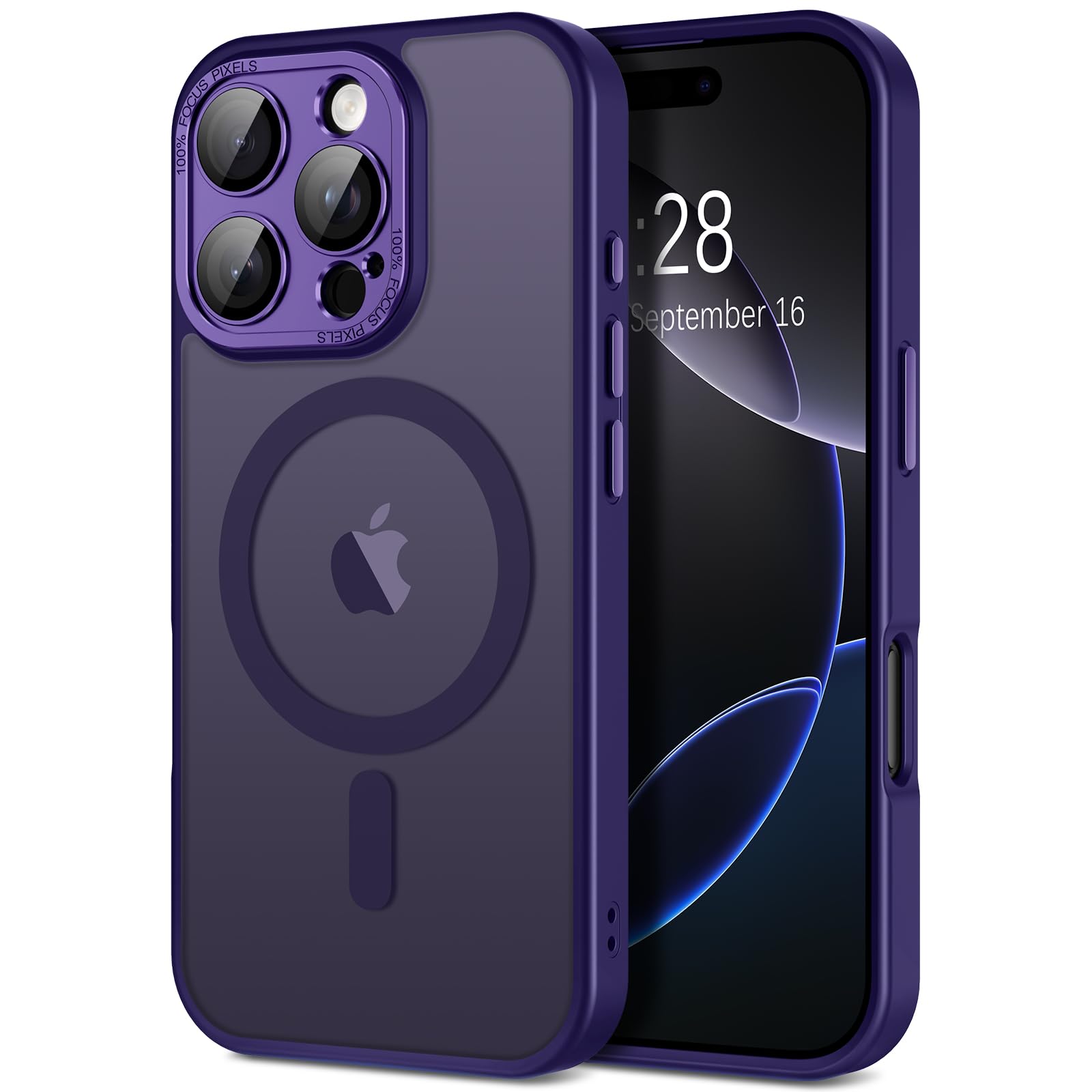 Hython for iPhone 16 Pro Case Magnetic Translucent Matte Phone Cases with Camera Cover Lens Protector [Compatible with MagSafe] 