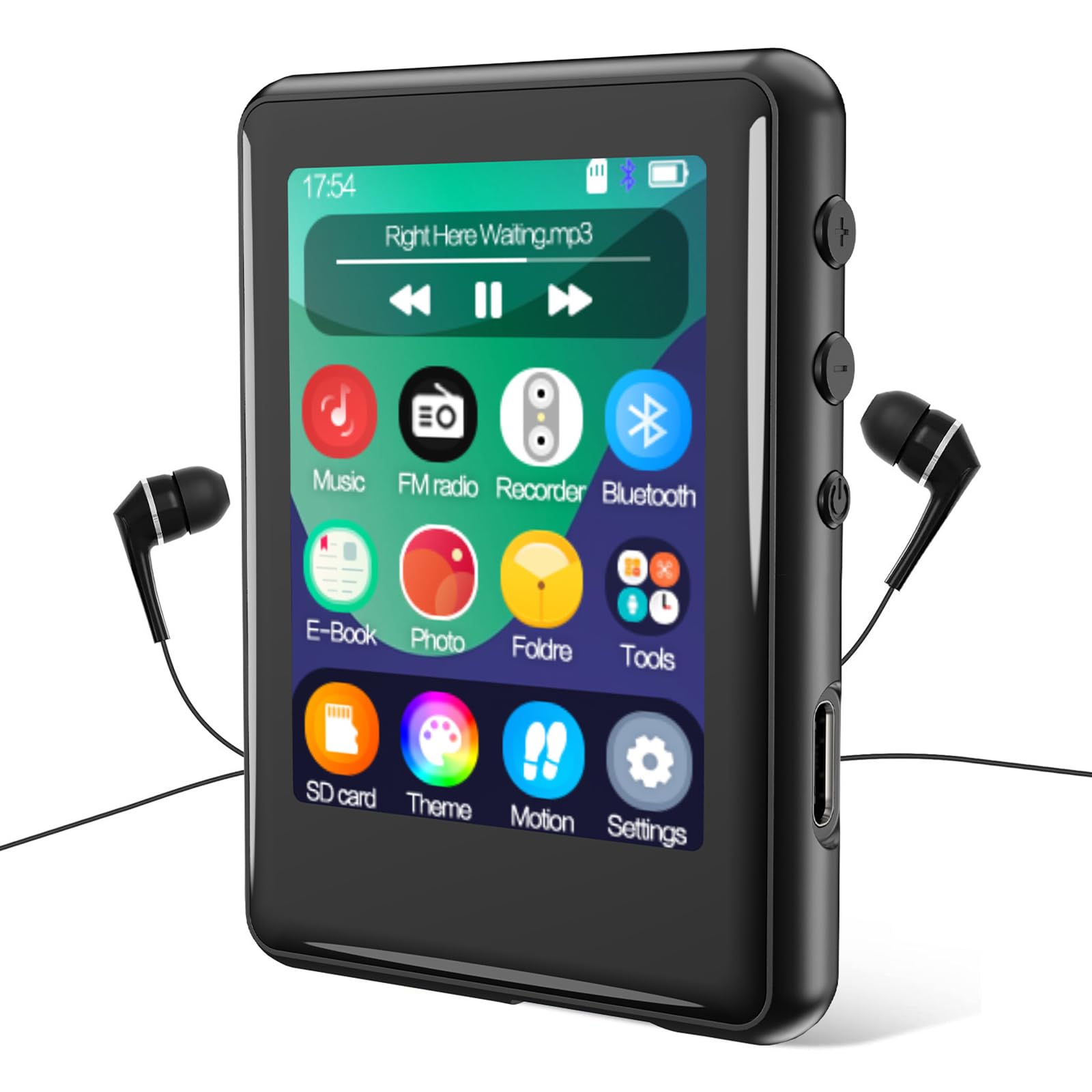 Mp3 Player With Bluetooth 5.3,Tokemisc 16Gb Full Touchscreen Kids Portable Music Device With Speaker,Fm Radio,E Book,Built In Mi