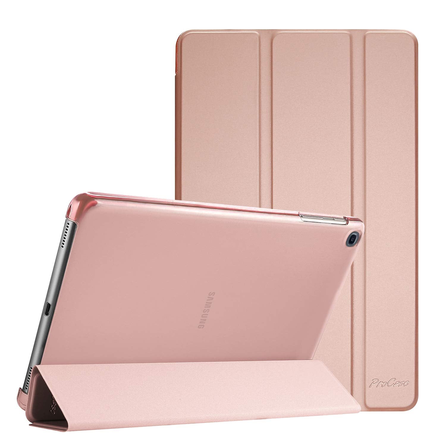 Procase Slim Case For Galaxy Tab A 10.1 2019 Model T510 T515 T517, Lightweight Stand Case Shell Cover For 10.1 Inch Galaxy Tab A Tablet Sm T510 Sm T515 Sm T517 2019 Release  Rosegold