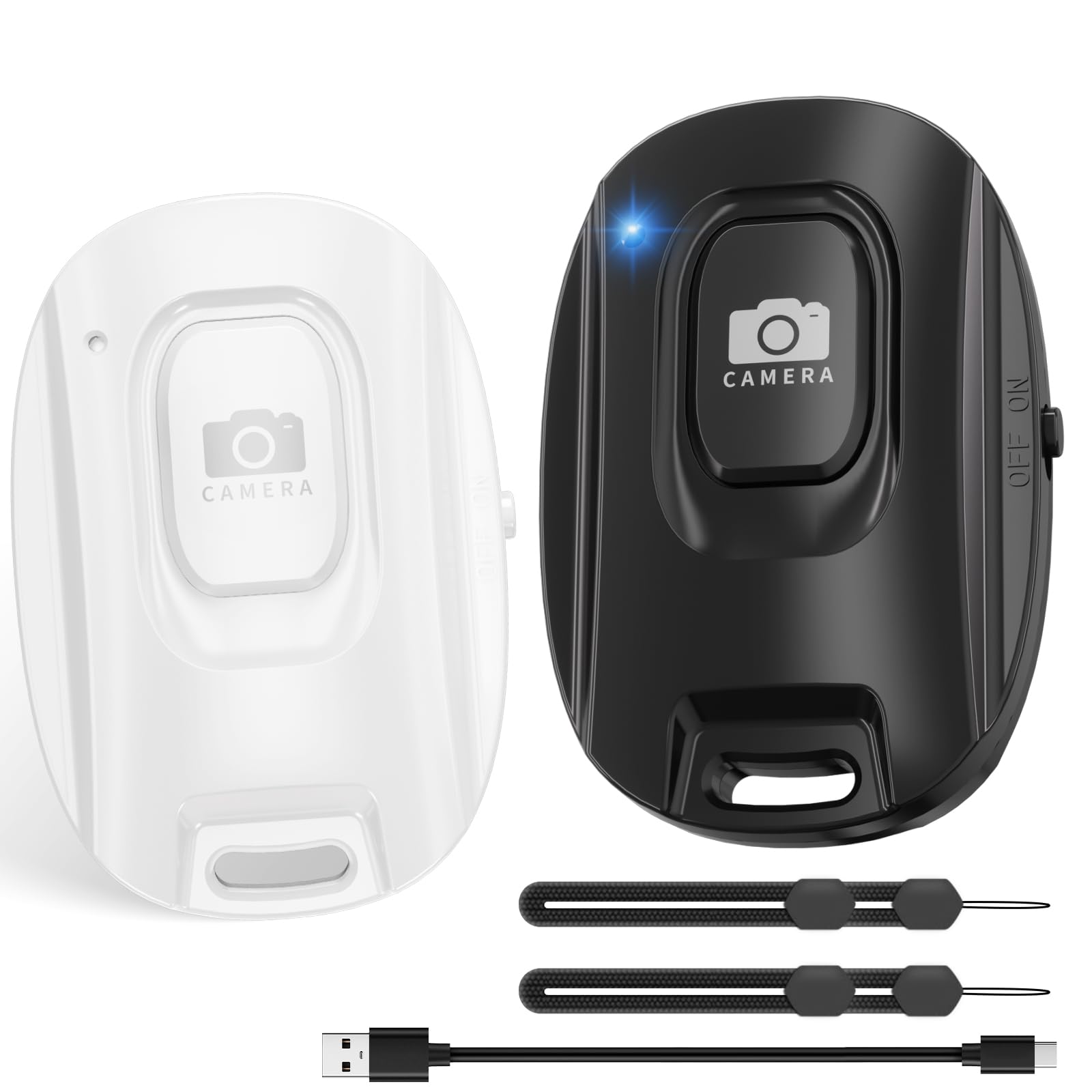 MAIRAN Rechargeable Wireless Camera Remote Shutter for iPhone and Android Smartphones,2 Pack Bluetooth Phone Remote Control,Self