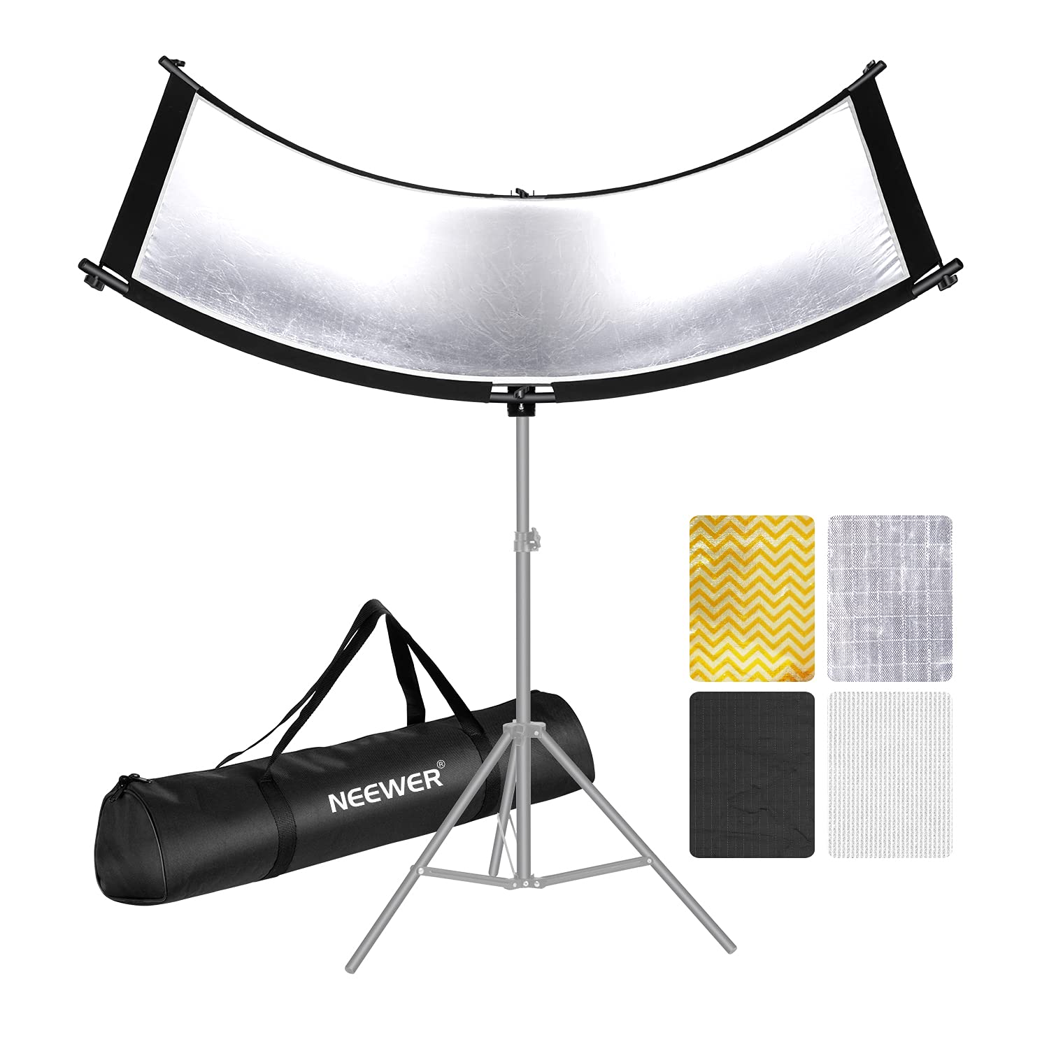 Neewer Clamshell Light Reflector Diffuser, 66     24   , Silver/White, Led Lights, Carrying Bag, Tool Free Assembly, Adjustable