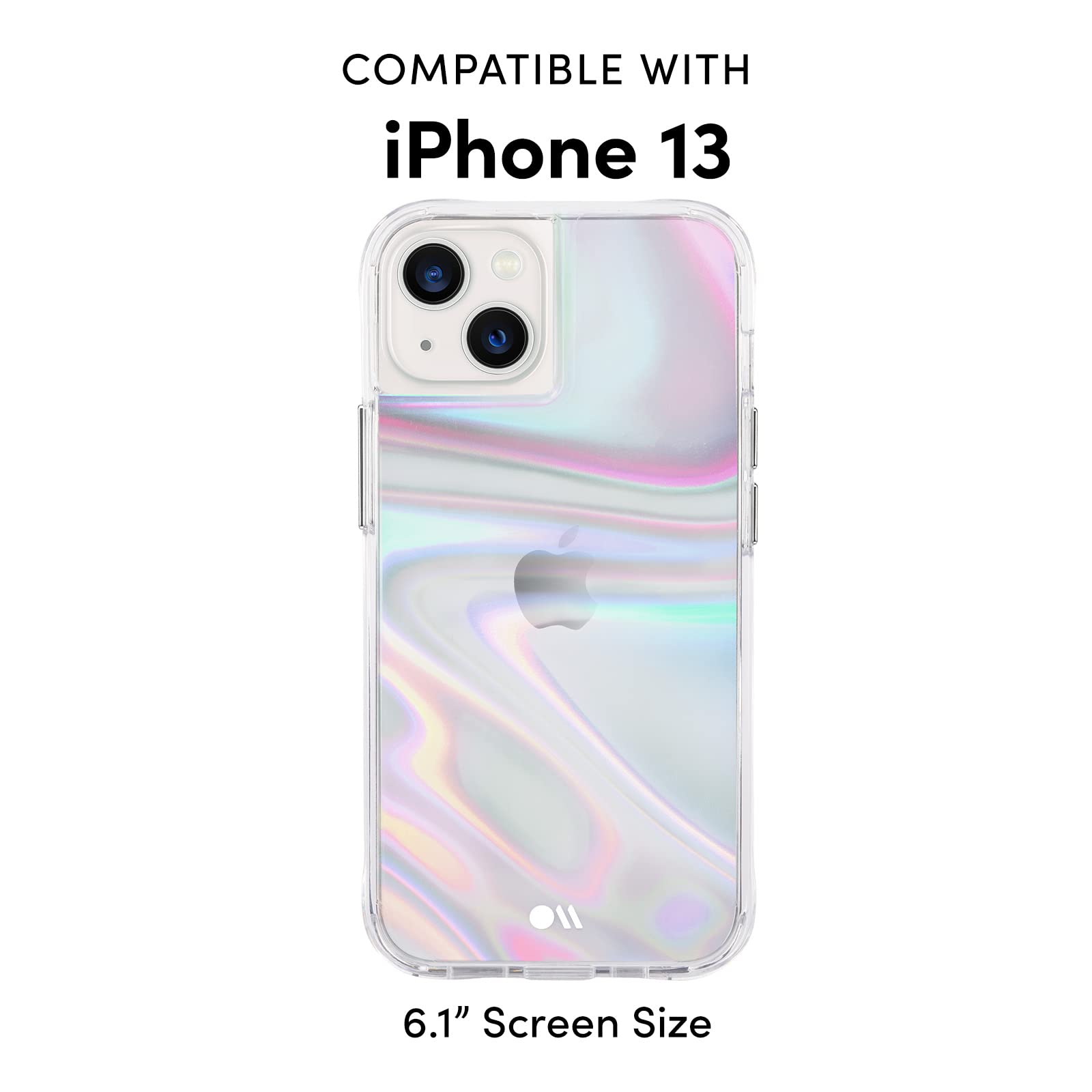 Case-Mate iPhone 13 Case - Iridescent Swirl, Impact Polymer, 10ft Drop Protection, Wireless Charging Compatible, Slim Design, CM046724