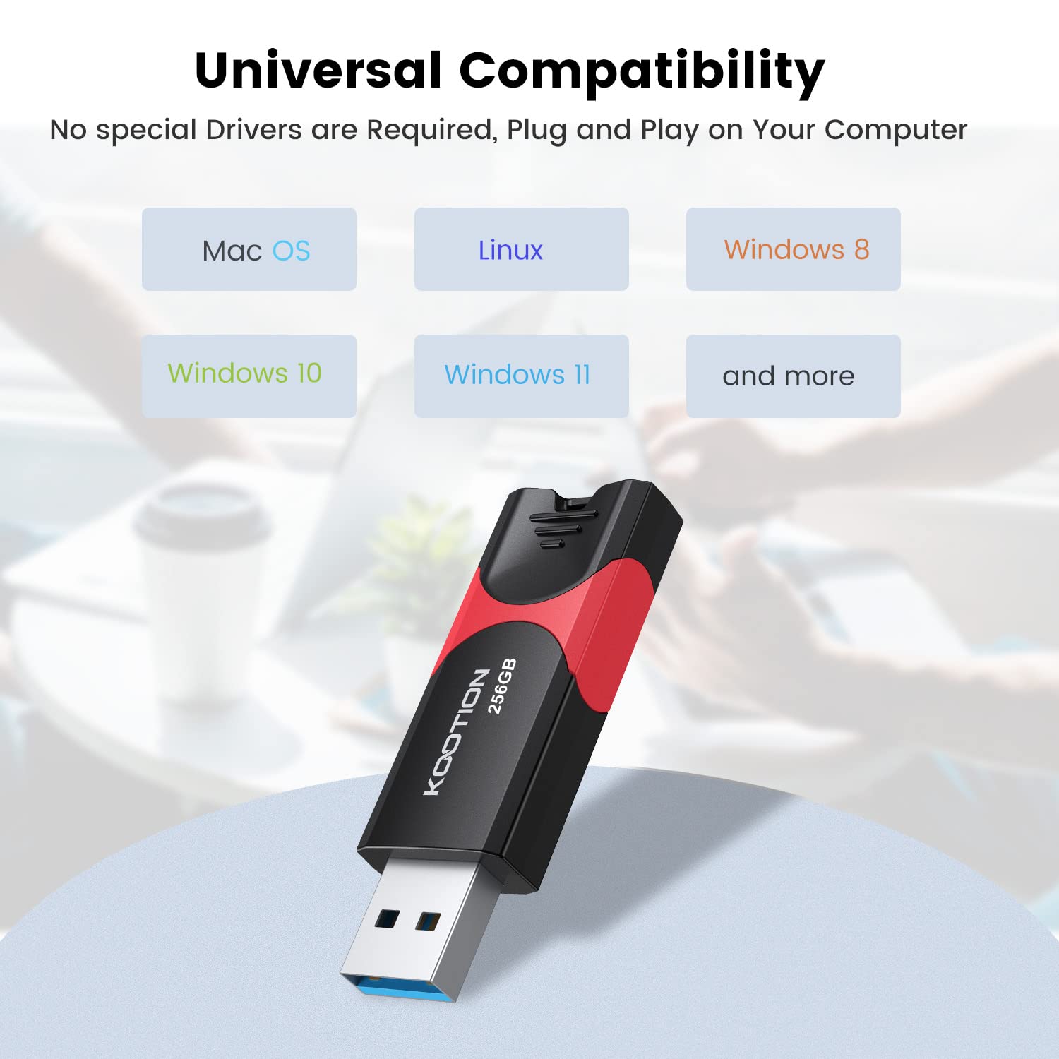 256 Gb Usb 3.0 Flash Drive Kootion Flash Drive 3.0 Thumb Drive Retractable 256G Memory Stick Usb Drive Jump Drive Rugged With Le