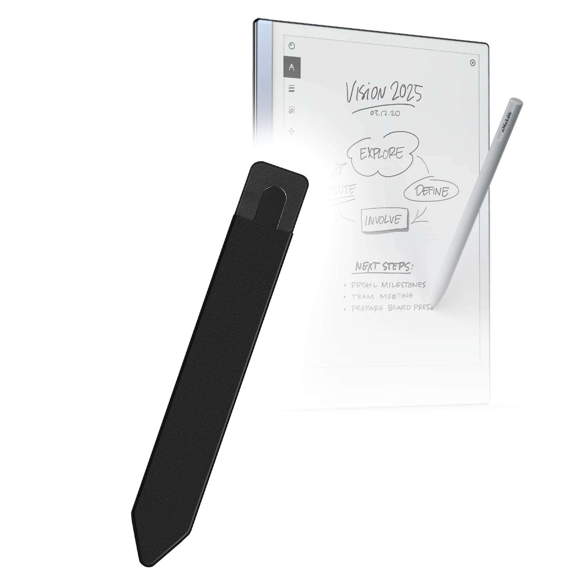 BoxWave Stylus Pouch Compatible with Remarkable 2 - Stylus PortaPouch, Pen Stylii Holder Carrier Portable Self-Adhesive - Jet Bl