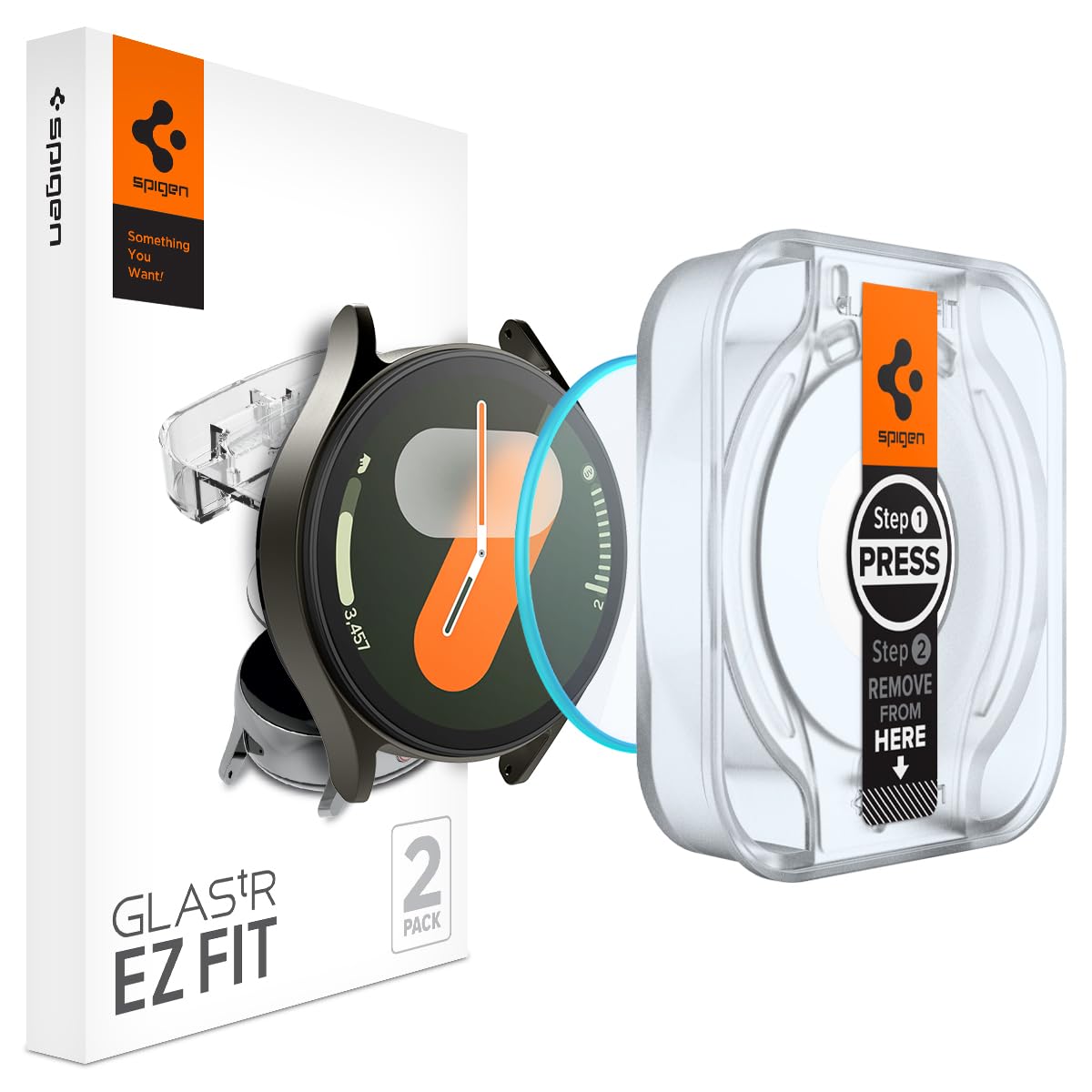 Spigen Tempered Glass Screen Protector [Glastr Ez Fit] Designed For Galaxy Watch 7 (40Mm)   2 Pack