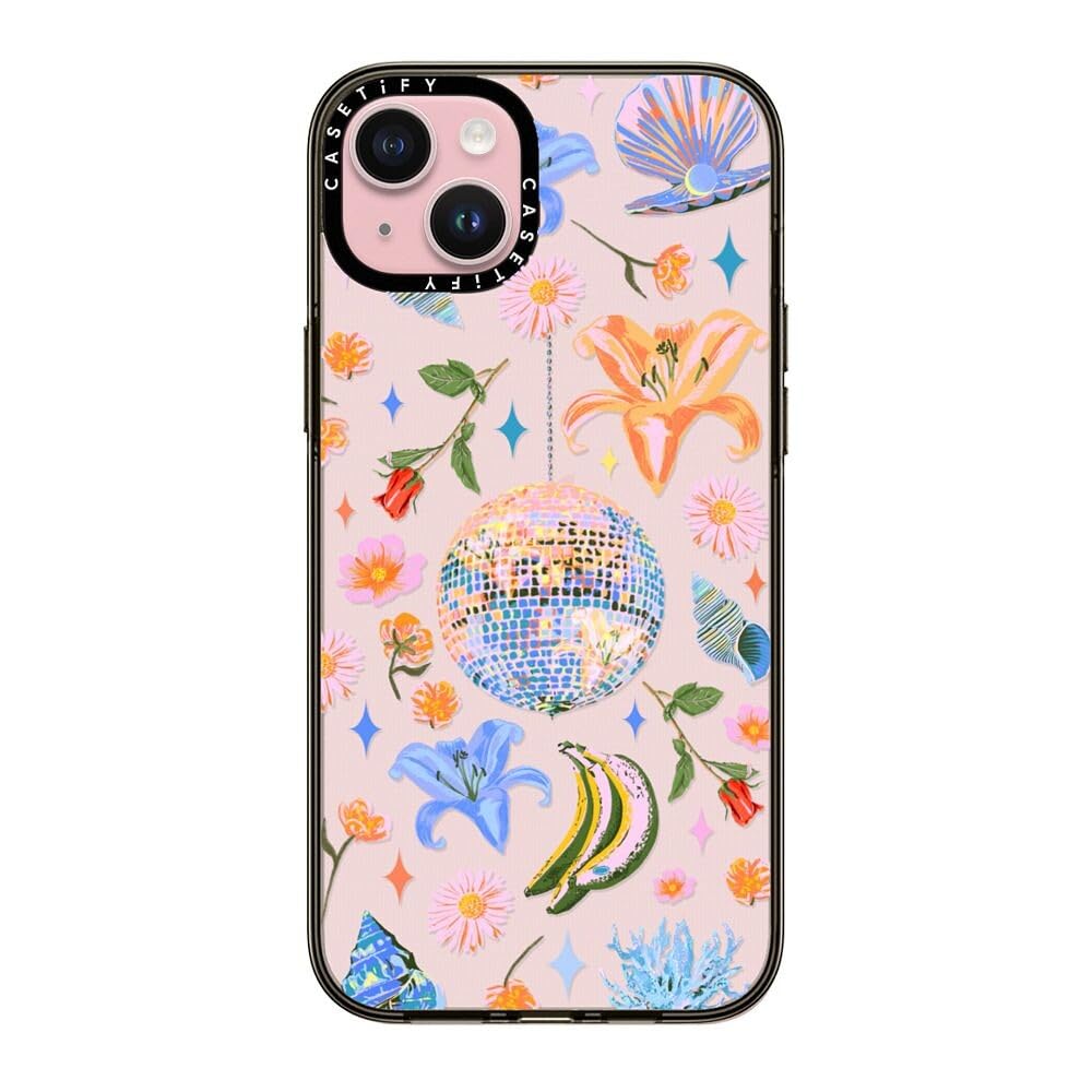 Casetify Compact Case For Iphone 15 Plus [2X Military Grade Drop Tested / 4Ft Drop Protection]   Disco Magic   Clear Black