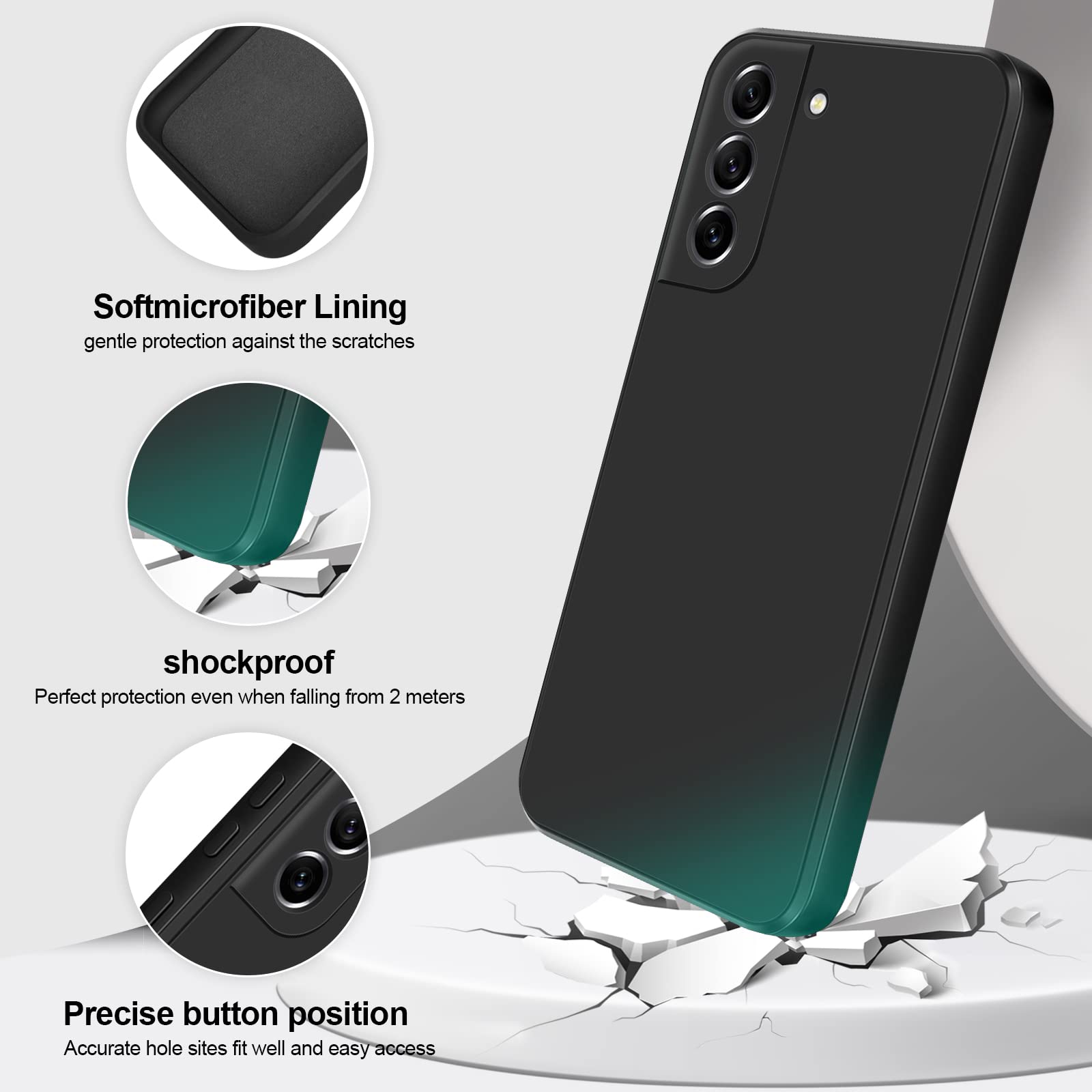 Giiyoon Silicone Case Compatible With Samsung Galaxy S21 Fe 5G, Full Body Silky Soft Touch Phone Case With Camera Protection, Sh