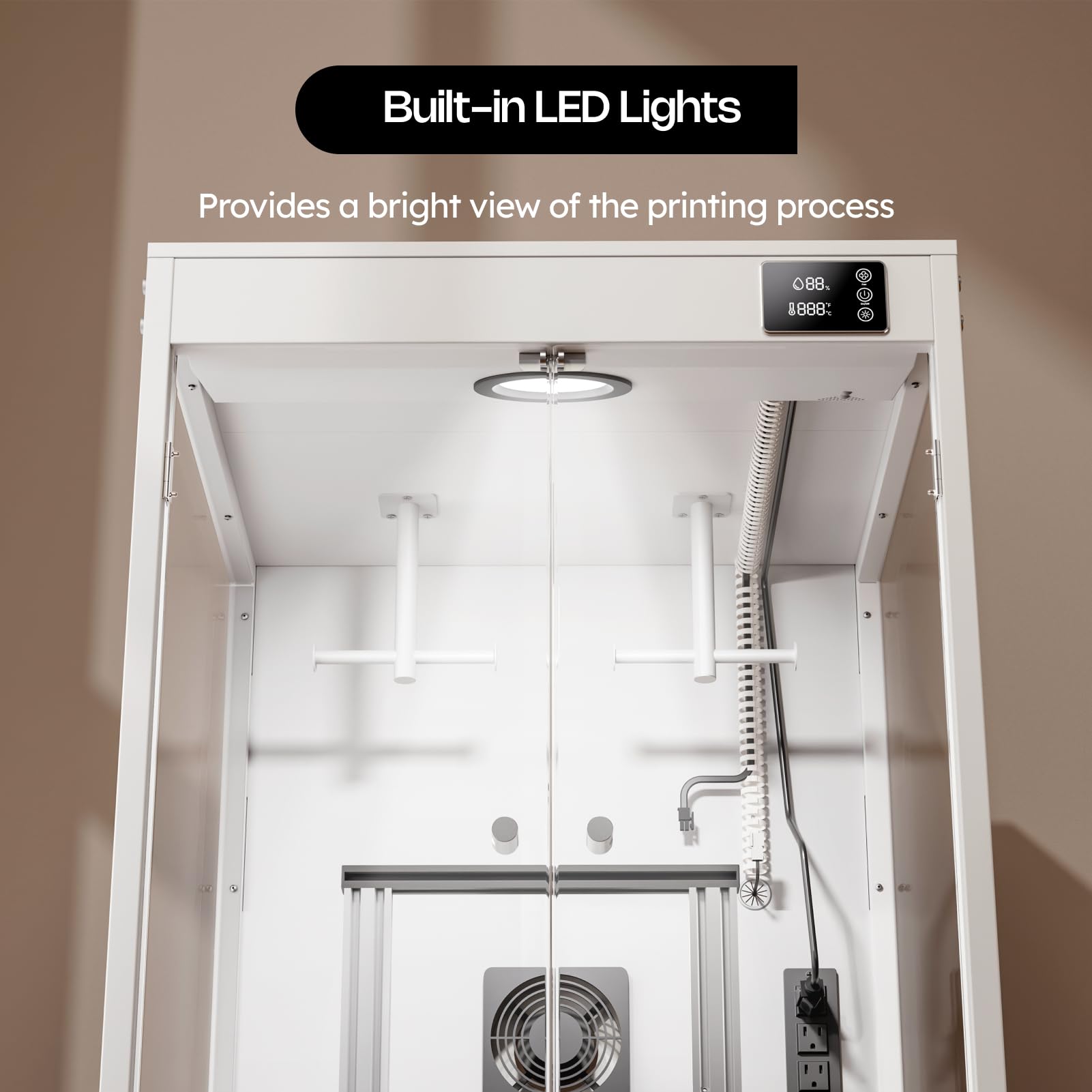 Crafit 3D Printer Enclosure With Ventilation, Hold 4 Spools, Built-In Thermo-Hygrometer And Led Light, Noise Reduction, Dustproo