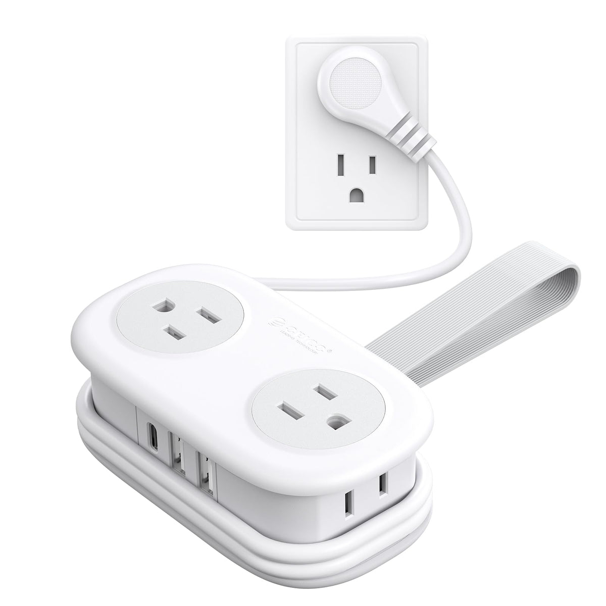 Travel Power Strip, Orico 4 Outlets 3 Usb Ports (1 Usb C) With 4Ft Wrapped Short Extension Cord Small Power Strip, Compact Power
