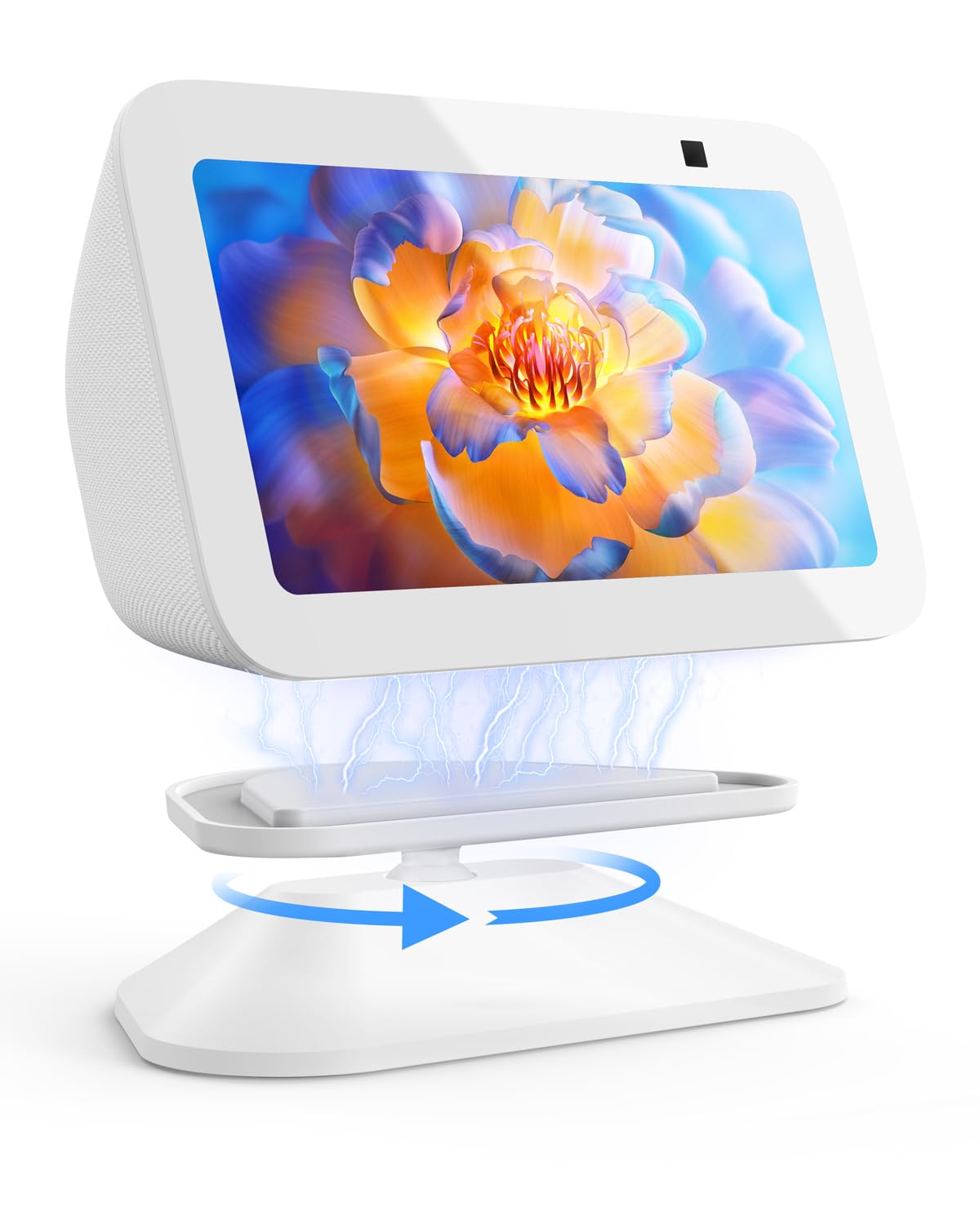 Maxonar Stand For Echo Show 5 (3Rd Gen), Adjustable Tilt Swivel Stand Anti Slip Base Strong Magnetic Compatible With 2023 Release Show 5 Smart Speaker  White