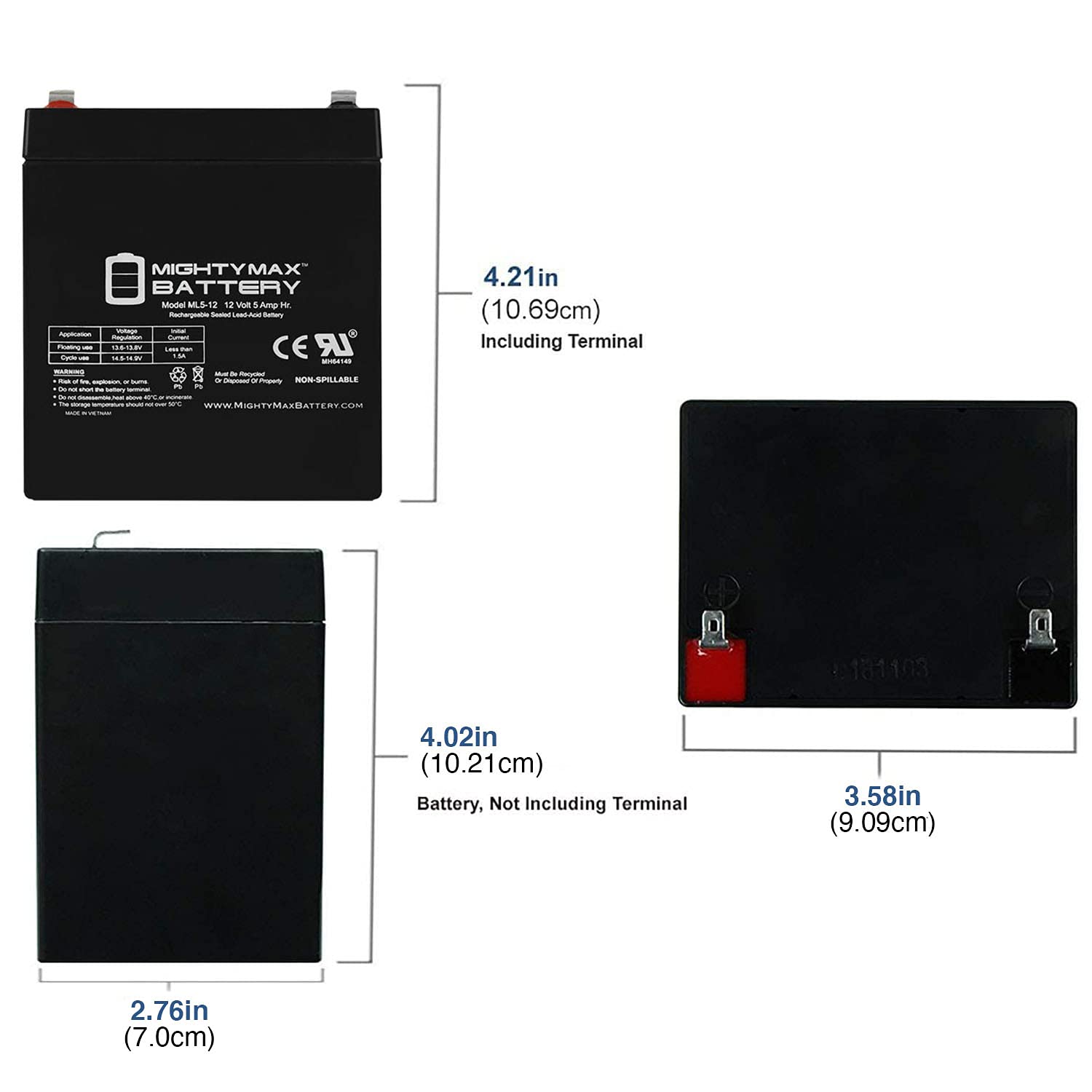 Mighty Max Battery 12V 5Ah Sla Battery For Garage Door Opener Standby 41B822-9 Pack
