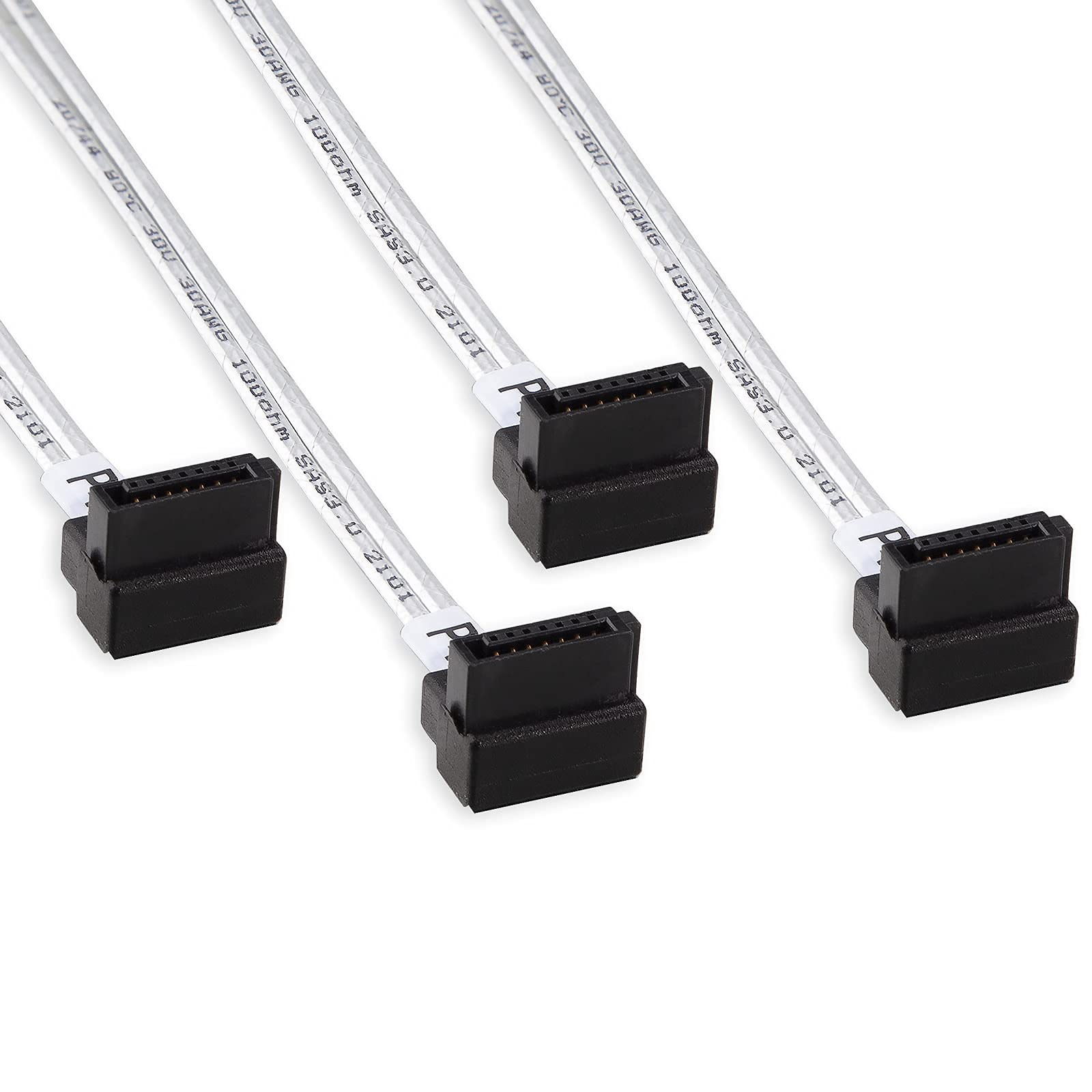 10Gtek# 6G Internal Minisas Hd Sff 8643 To 4X Sata 7Pin Hard Disk Data Server Raid Cable, Straight To Right Angle, 0.5 M