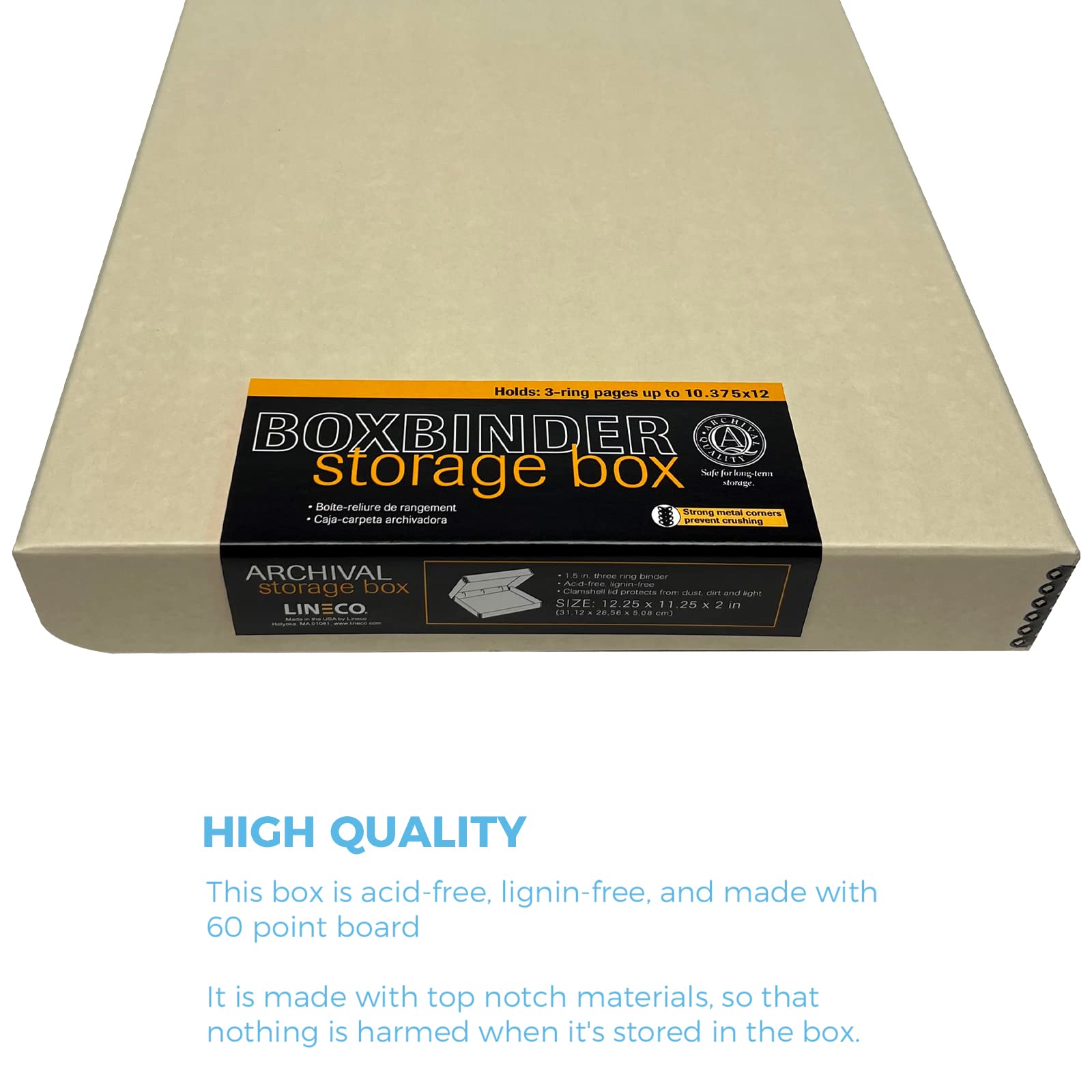 Lineco, Archival Tan 3-Ring Binder Preservation Album Box 12.25 X 11.25 X 2 Inch. Unique Design To Store, Preserve, Organize Pho