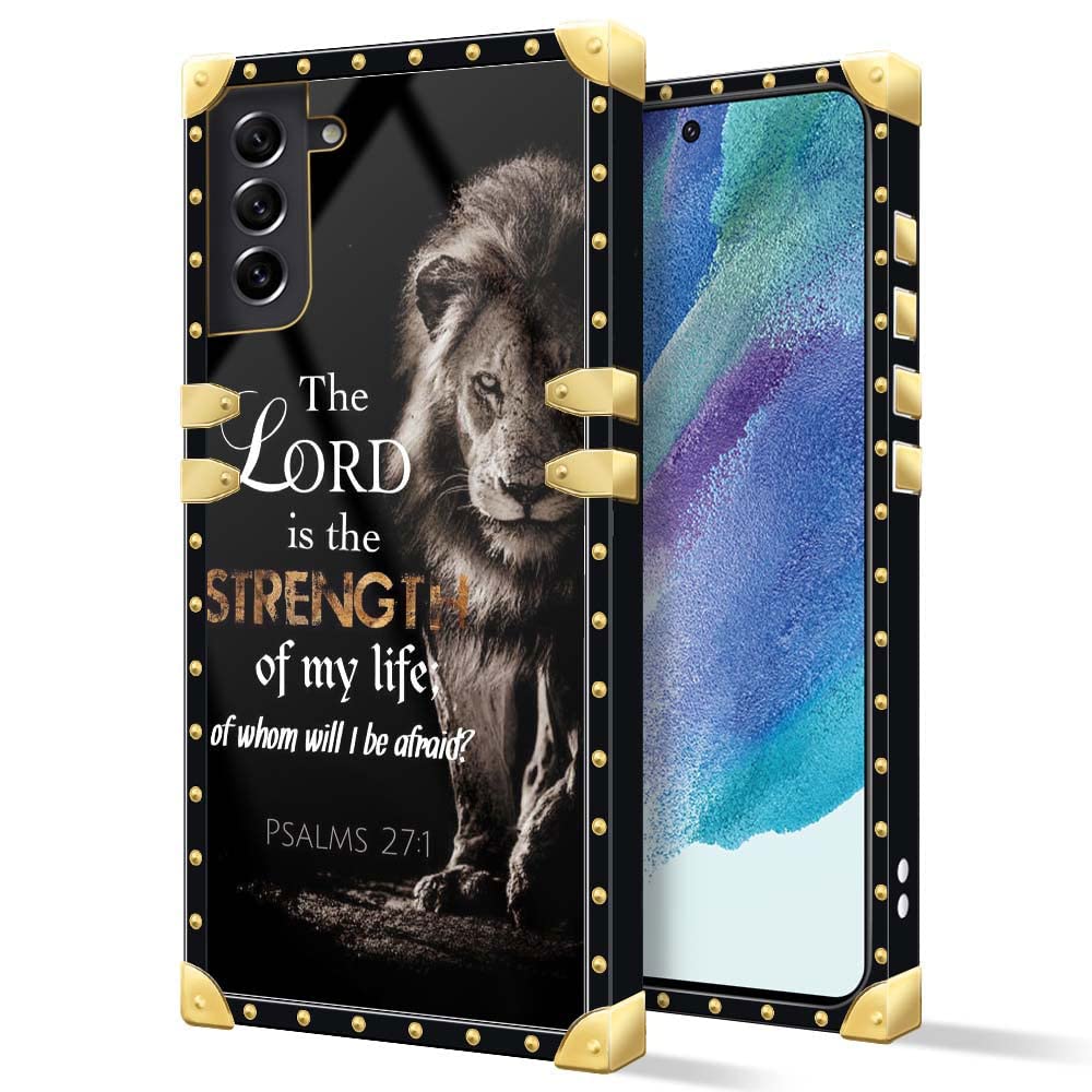 Daizag Compatible With Samsung Galaxy S21 Fe,B Bible Scripture Lion Square Case Luxury Elegant Women Girls Metal Decoration Corn