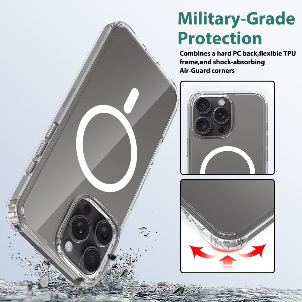 Pinlisheng Magnetic For Iphone 16 Pro Max Case [Compatible With Magsafe] Shockproof Transparent Slim Phone Case For 16 Pro Max 6