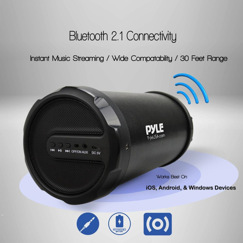Pyle Portable Speaker, Boombox, Bluetooth Speakers, Rechargeable Battery, Surround Sound, Digital Sound Amplifier, 3.5Mm Aux Inp