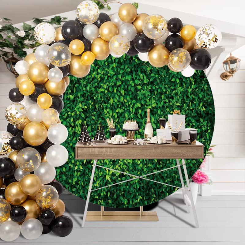 Greenery Green Leaves Round Backdrop Cover Spring Nature Outdoorsy Circle Background (No Stand) For Wedding Birthday Bridal Show