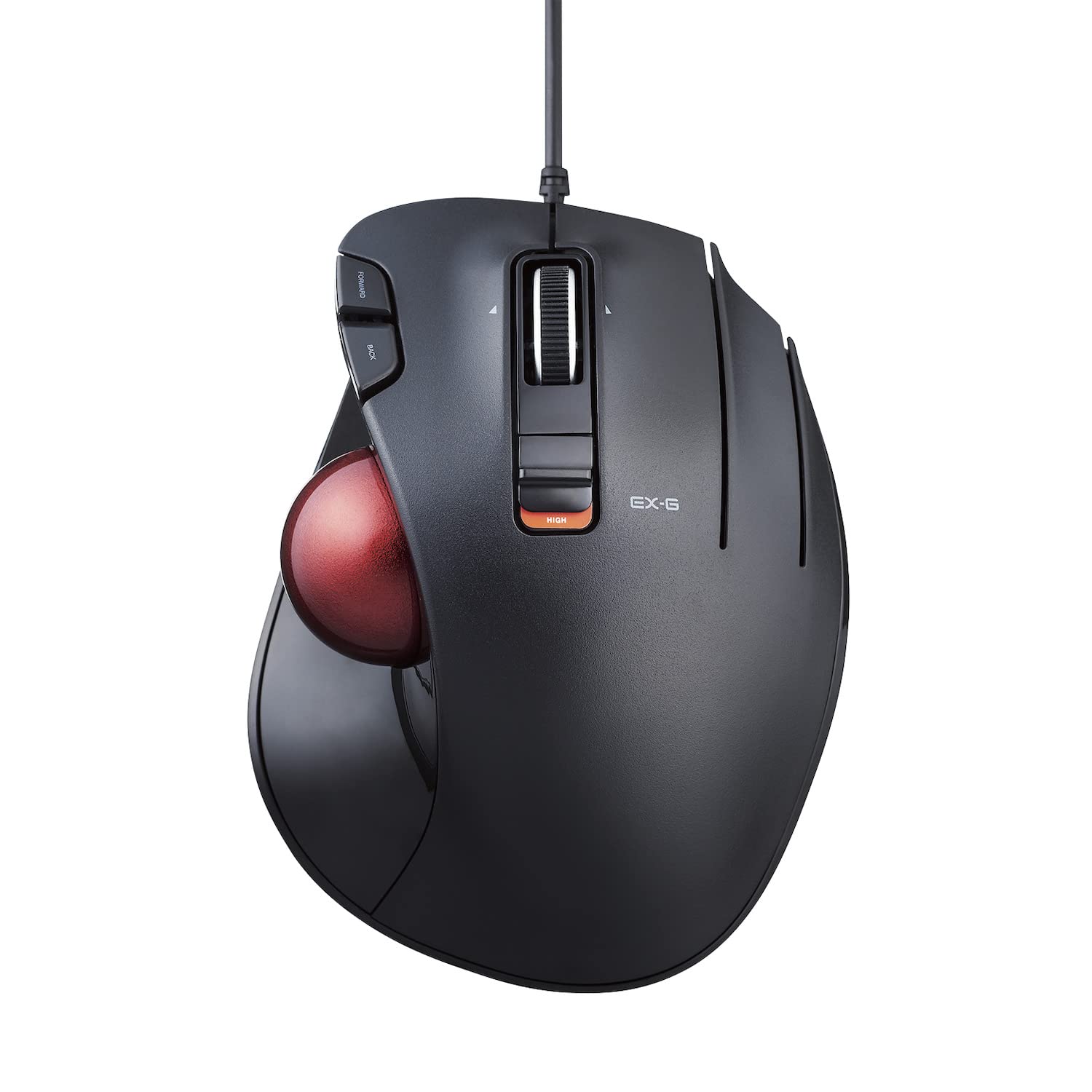 ELECOM EX-G Wired Trackball Mouse, Ergonomic Thumb Control, Smooth Tracking Roller Ball, 5 Programmable Buttons, Tilt Scroll, Co
