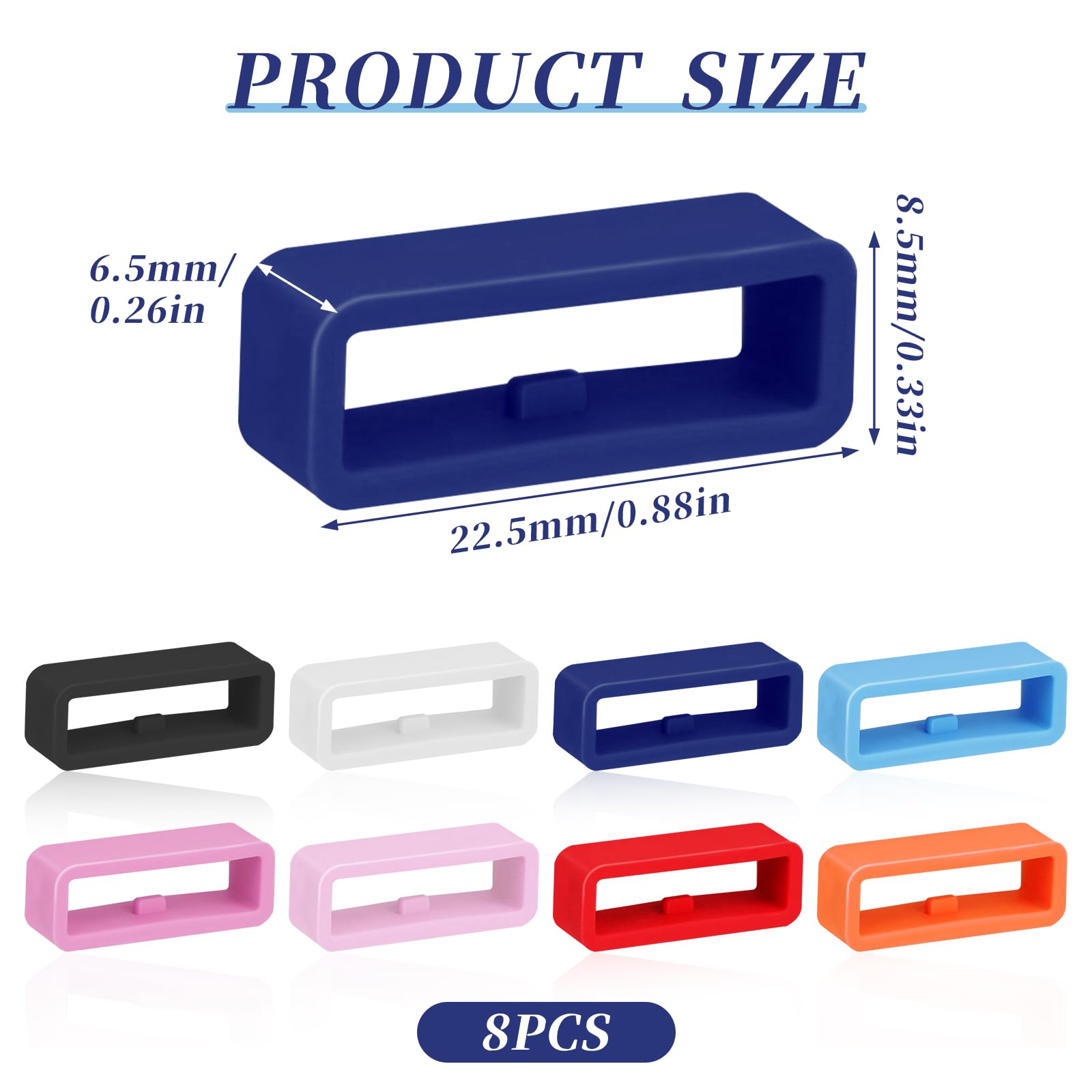 Smart Watch Band Fixing Rings, 8 Pack 20Mm Watch Strap Silicone Security Connector Rubber Watch Band Secure Holder Loops Keeper