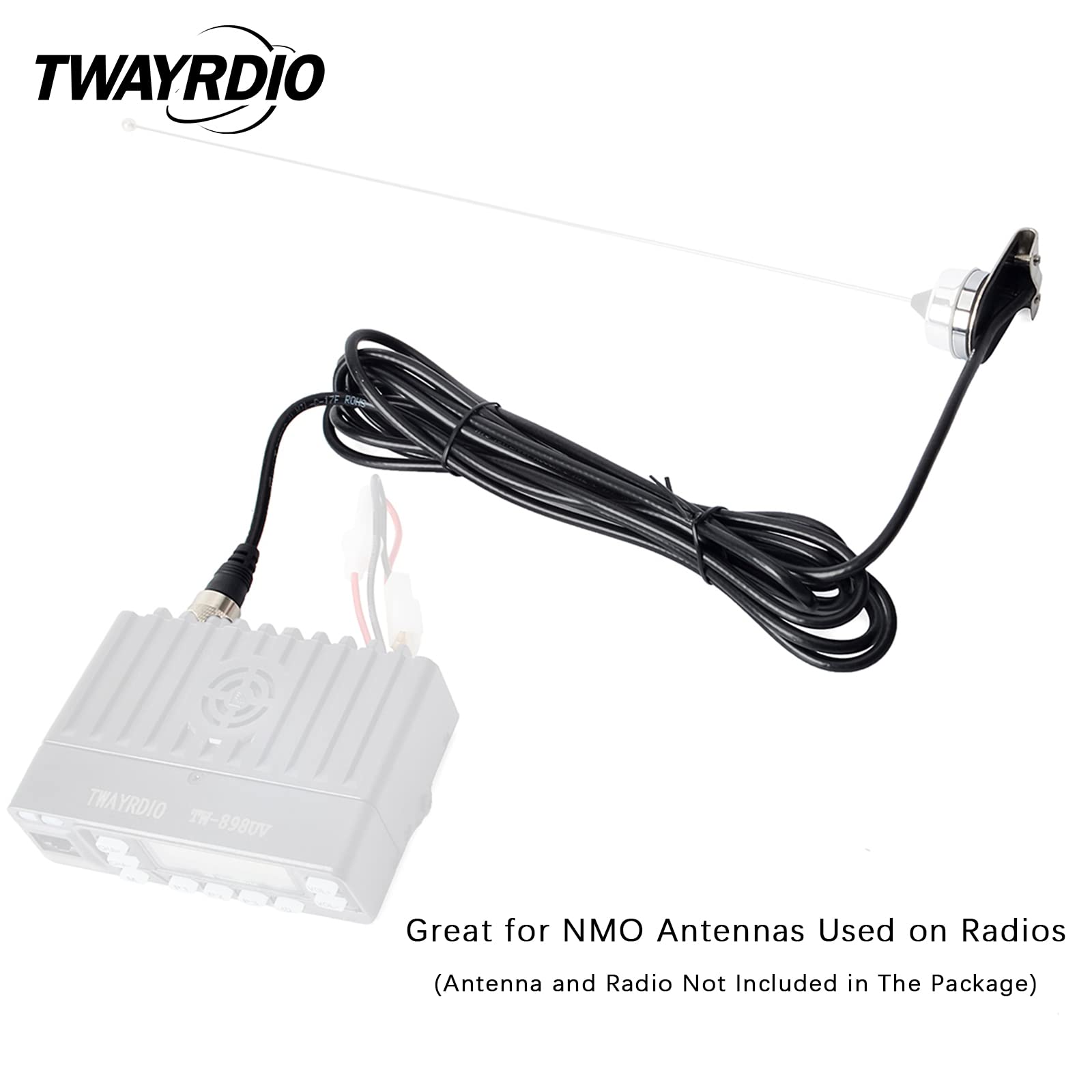 Twayrdio Nmo Mount With 13Ft Rg58 Coaxial Cable Pl259 Connector For Hf Vhf Uhf Nmo Antennas For Motorola Midland Radio Transceiv