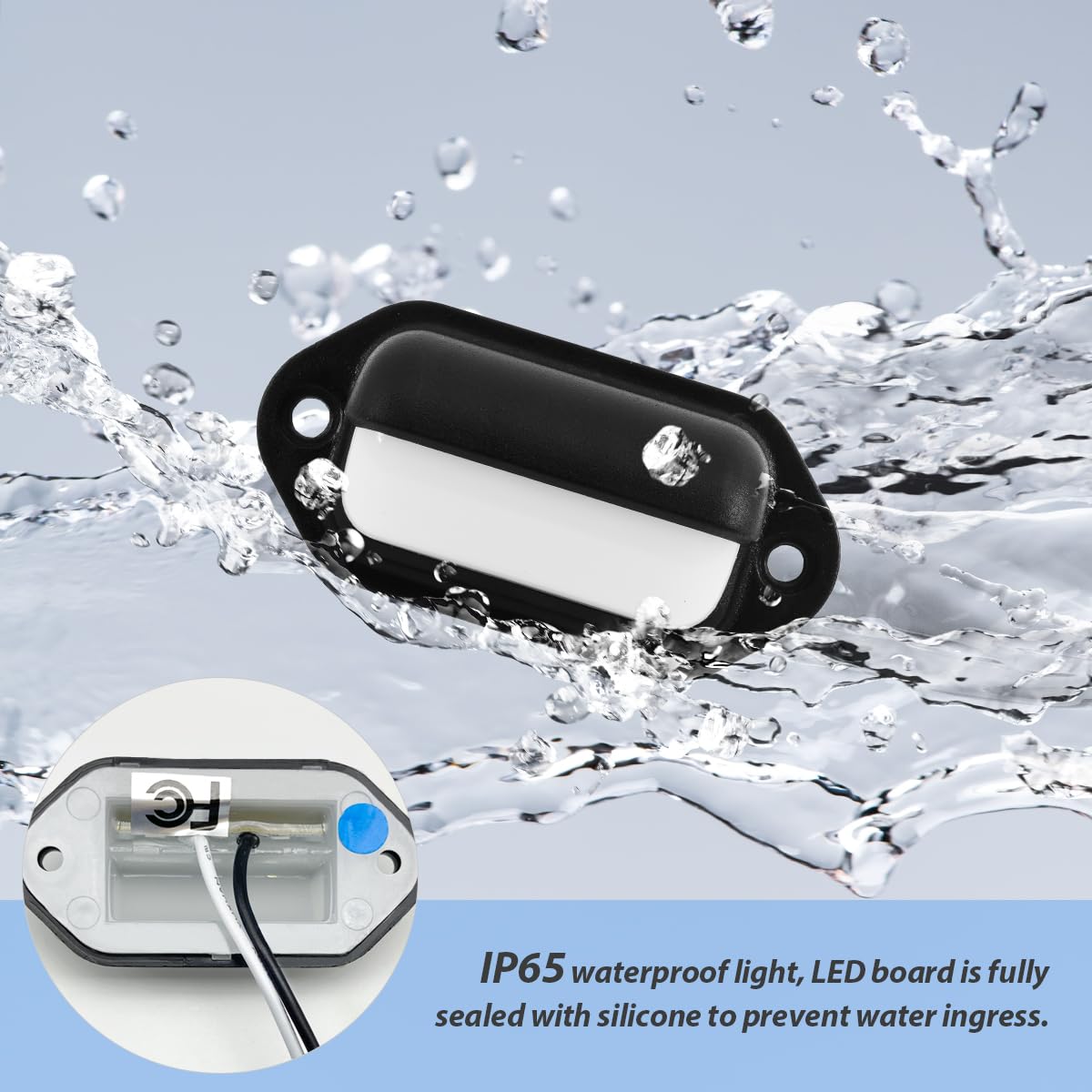 Dream Lighting 12V Black Oval Waterproof Led Courtesy Lighting, Step/Stair/Deck Lights For Rv, Marine, Boat, Surface Mount 0.1 W