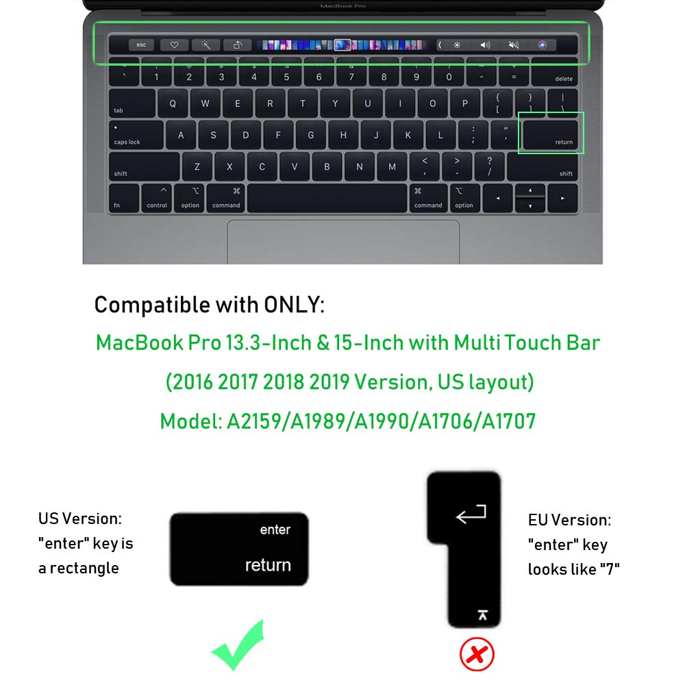 Proelife Russian Premium Ultra Thin Silicone Keyboard Protector Cover Skin For Apple Macbook Pro With Touch Bar 13'' 15'' (Model