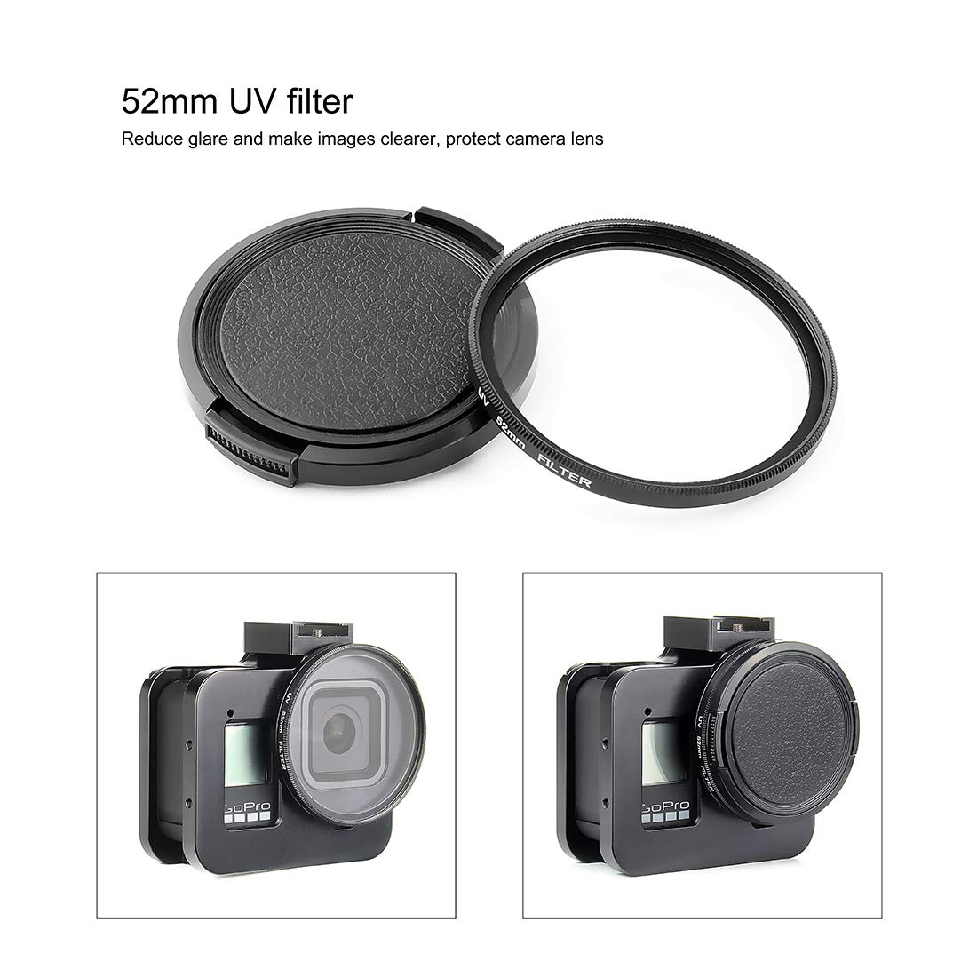 Soonsun Aluminum Alloy Multi-Function Frame Mount Protective Housing Case With Vertical And Horizontal Modes For Gopro Hero 8 Bl
