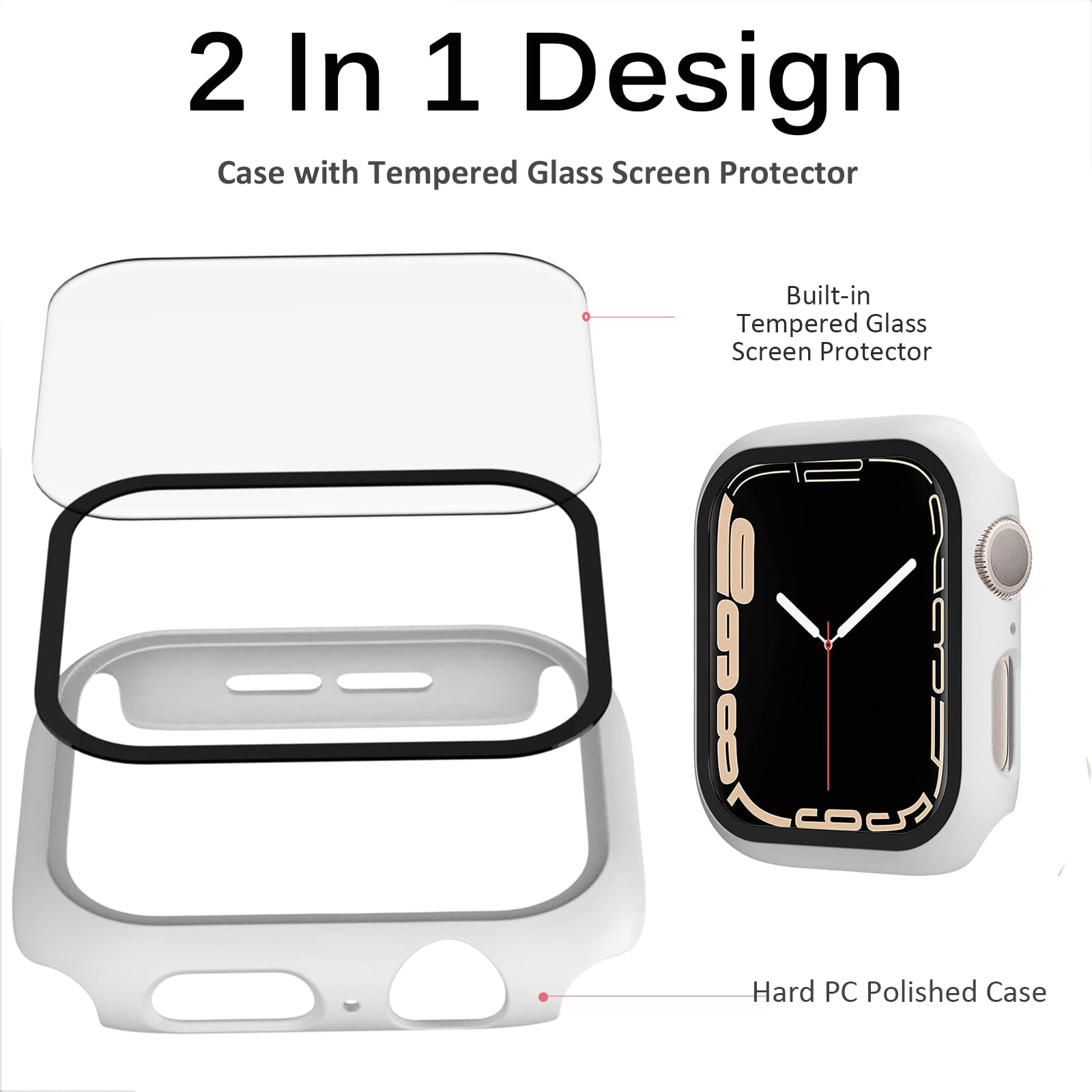 Miimall Compatible Apple Watch 44Mm Case Se 2022 Shell With Screen Protector Anti Scratch Shockproof Hard Pc And Tempered Glass