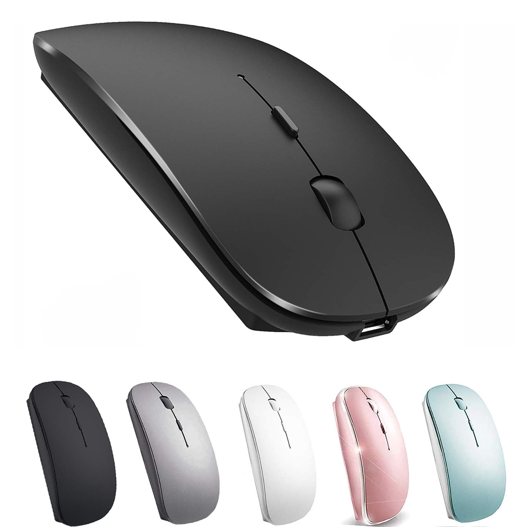 Wireless Mouse For Macbook Pro Macbook Air Macbook Laptop Mac Imac Desktop Computer Chromebook Win7/8/10/11 Pc Hp Dell Laptop (Black)