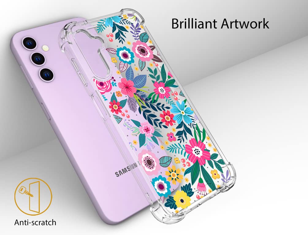 Topgraph Case Clear Cute Floral Flower For Women Girly Designer Girls For Galaxy S23, Silicone Transparent Phone Case Flower Des