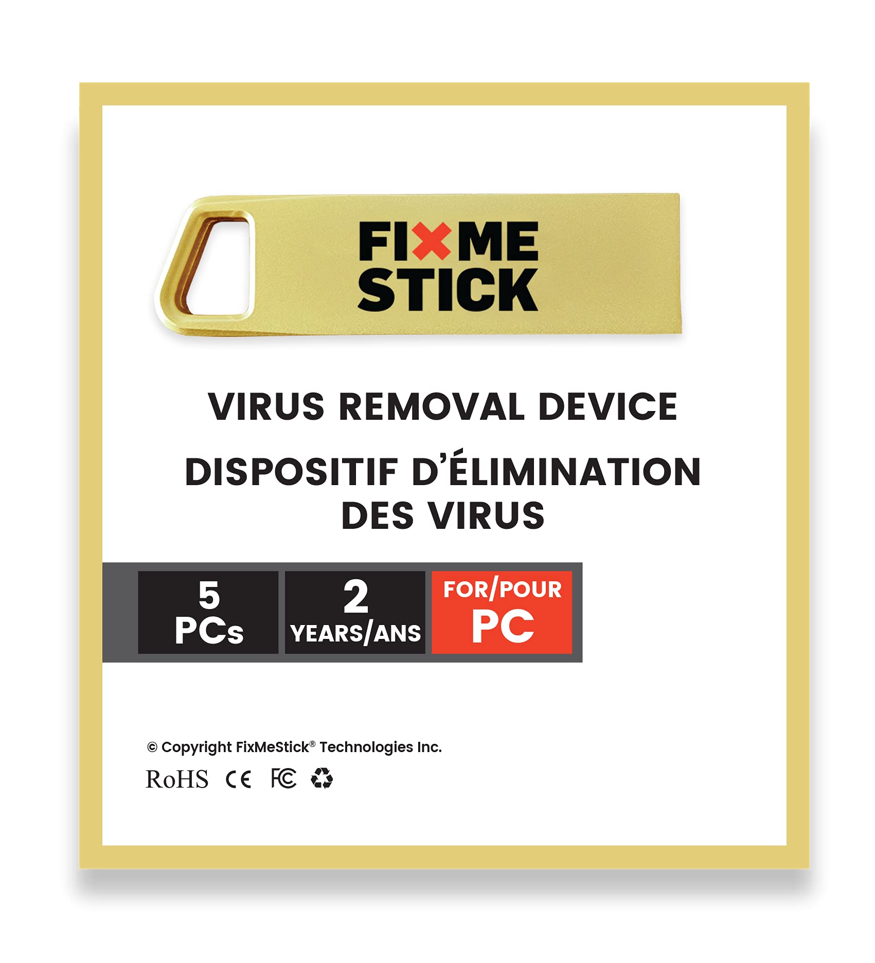 Fixmestick Gold Computer Virus Removal Stick For Windows Pcs   Unlimited Use On Up To 5 Laptops Or Desktops For 2 Years   Works