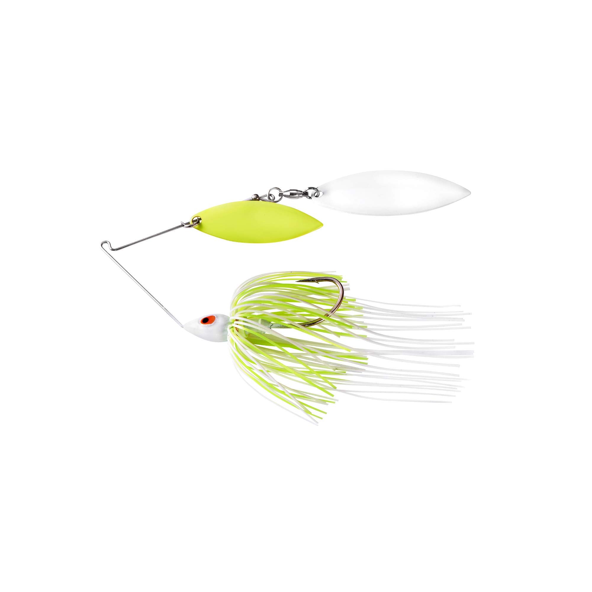 War Eagle Custom Lures Painted Head Spinnerbait Fishing Lure, White Chartreuse, Painted Double Willow (3/8 oz)