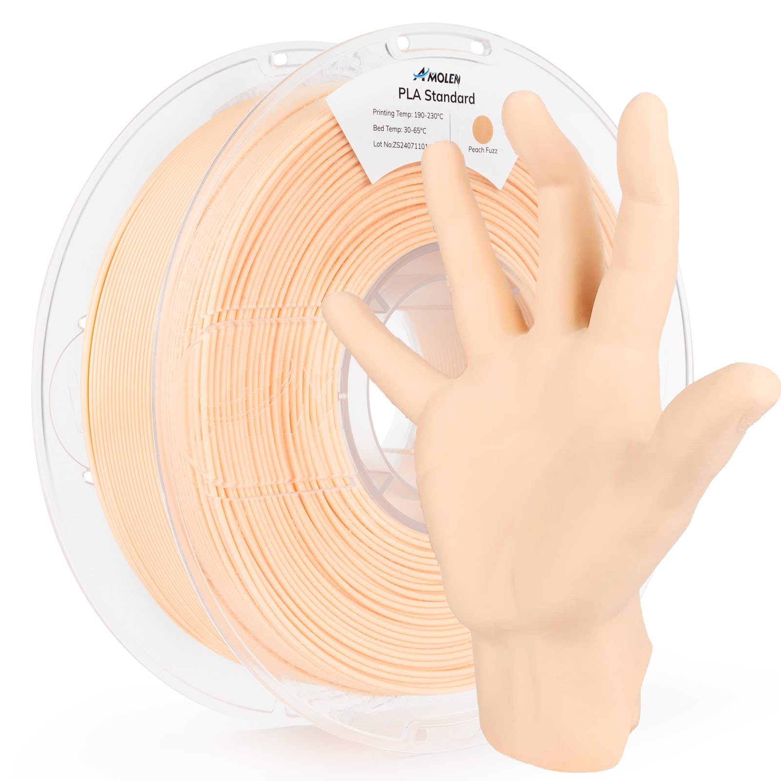 AMOLEN 3D Printer Filament PLA, True High Speed 600mm/s 1.75mm PLA Filament Peach Fuzz (Flesh color)PLA, 1KG/2.2lb, Dimensional 