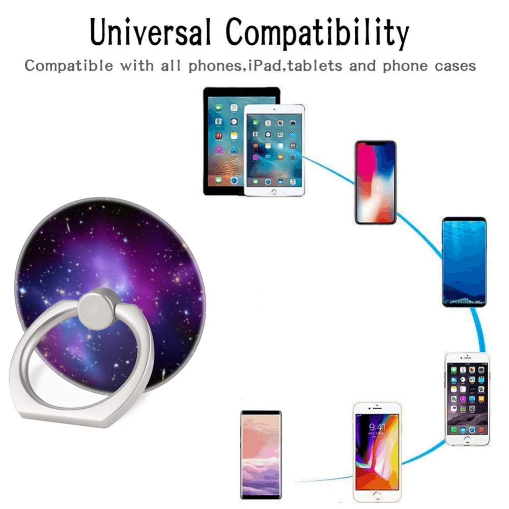 3 Pack/Purple Blue Galaxy Cell Phone Ring Holder 360 Degree Finger Ring Stand For Smartphone Tablet