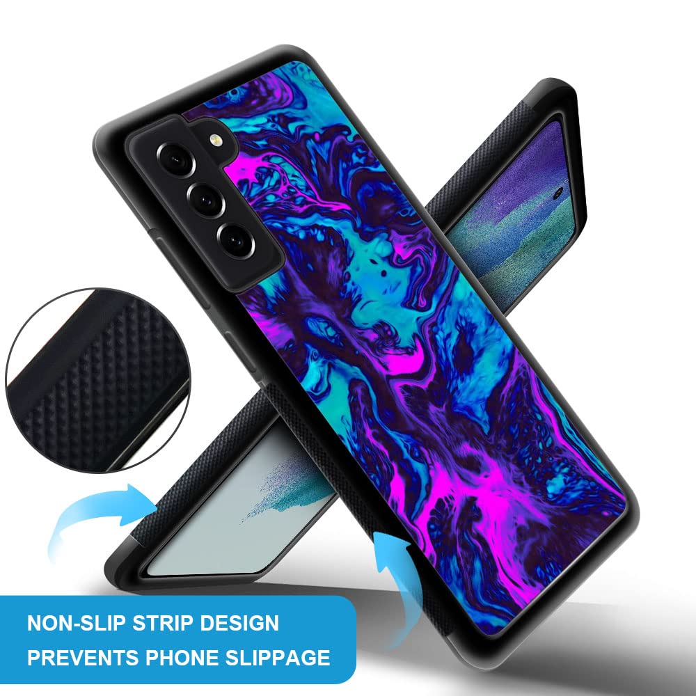 ZHEGAILIAN Samsung Galaxy S23 Phone Case Shockproof Non-Slip TPU PC Bumper Purple-Blue Quicksand Marble 6.1 inch