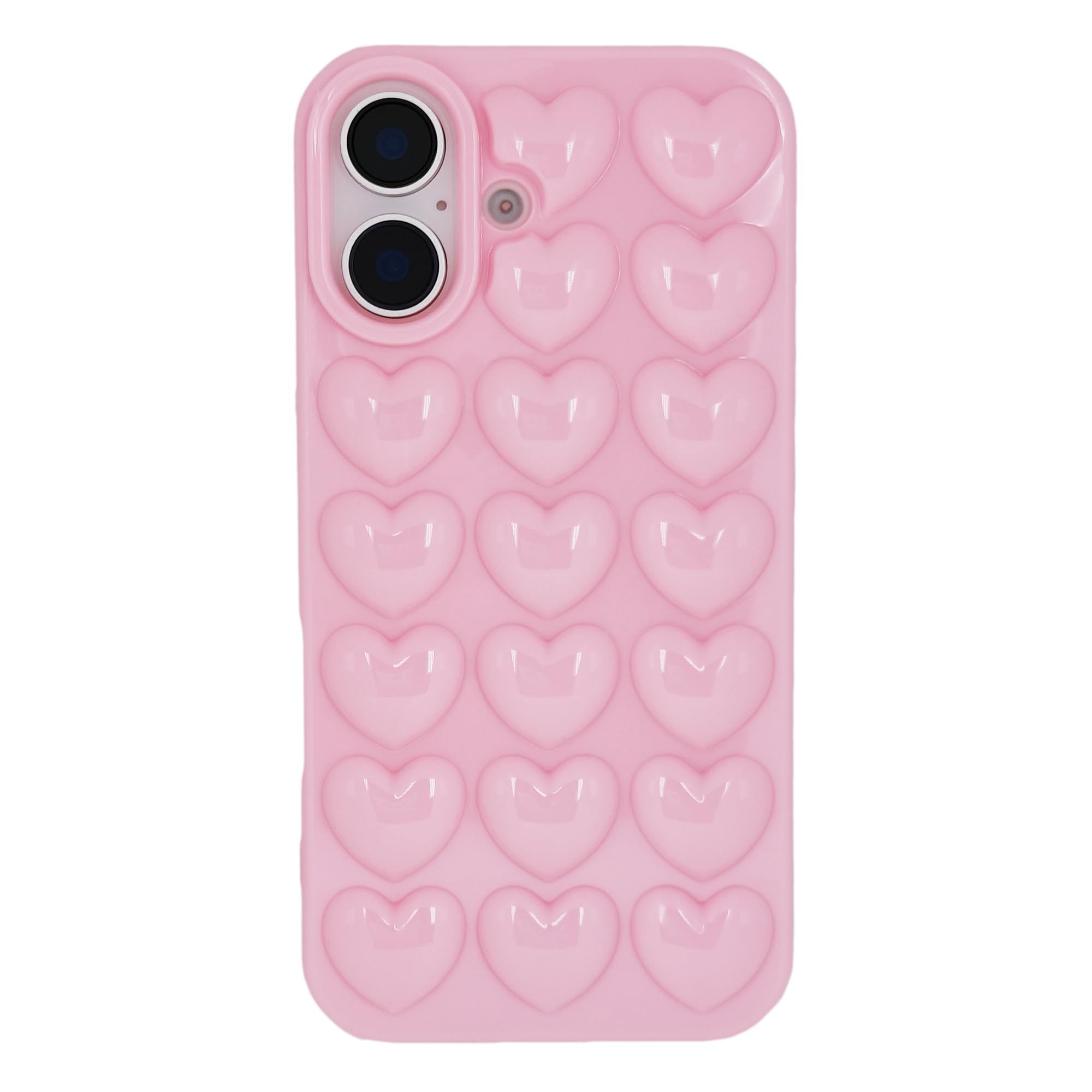 Dmaos For Iphone 16 Pro Max Case For Women, 3D Pop Bubble Heart Kawaii Gel Cover, Cute Girly For Iphone16 Pro Max 6.9 Inch - Pin