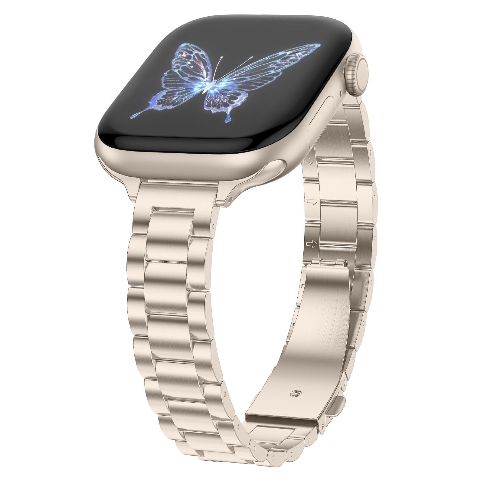 Dolstrap Thin Metal Bands Compatible with Apple Watch Band 42(Series 11/10)/41/40/38mm, Women Dressy Slim Stainless Steel Strap 