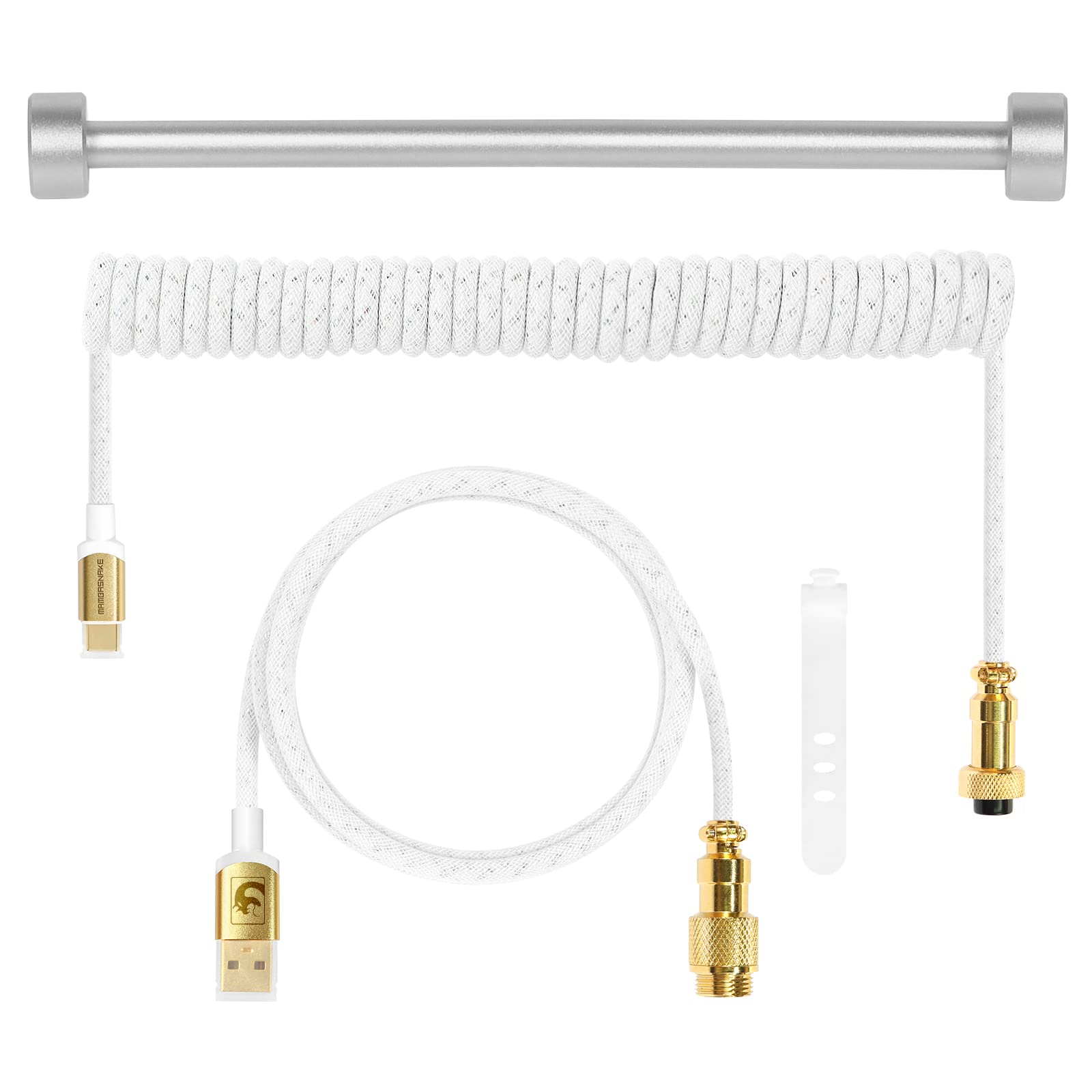 C03 Custom Coiled Usb C Cable For Gaming Keyboard,Detachable Double Sleeve Braided Keyboard Cables1.7M 2.2M Coiled Usb C To A Ca