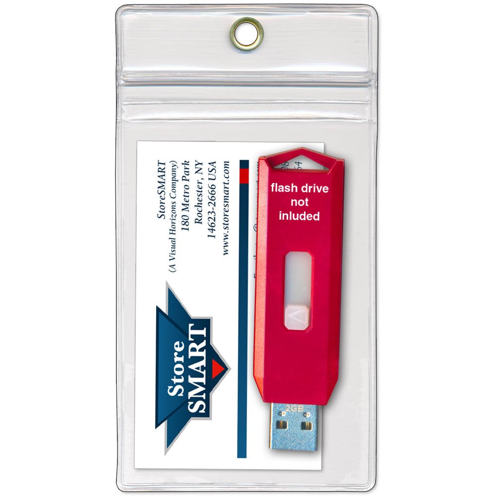 Storesmart� Usb Flash Drive/Memory Card & Business Card Holders 5 Pack   Zip Top And Hang Hole   Open Short Side (R3578Zips Flash 5)