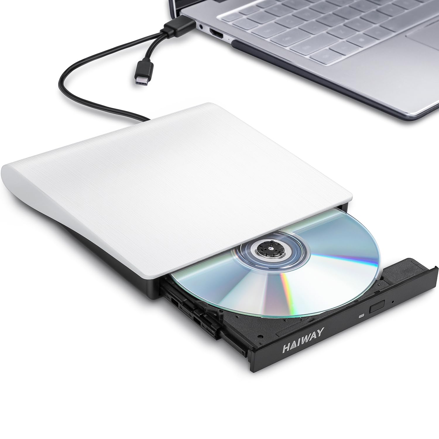 Haiway External Dvd Drive, Usb 3.0 Type C Cd Burner Portable Cd Dvd +/ Rw Optical Drive Slim Cd Dvd Rom Rewriter Cd/Dvd Player W
