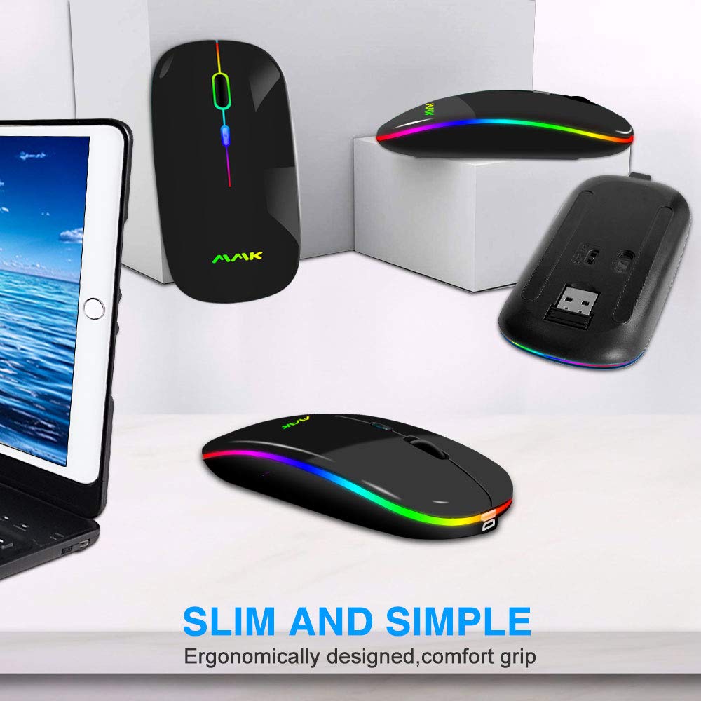 Wireless Bluetooth Mouse For Laptop,Rechargeable Mouse 2.4G Usb Optical Wireless Mouse,Led Slim Dual Mode(Bluetooth 5.0 And 2.4G