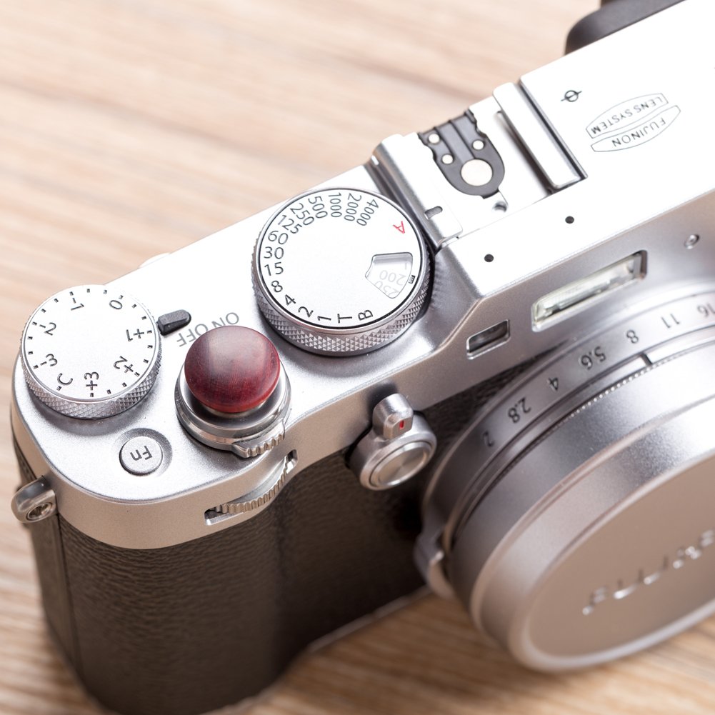 Vko Wood Soft Shutter Release Button,Delicate Camera Shutter Button 12Mm Convex Surface Red 1 Pcs (Wood Grain Random)